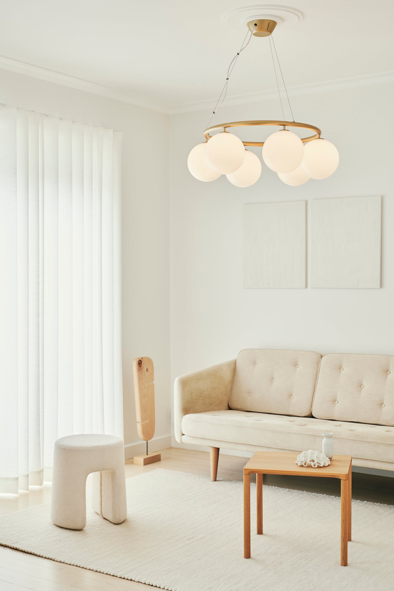MIIRA 6 CIRCULAR Pendant Lamp in Brass with Opal Glass