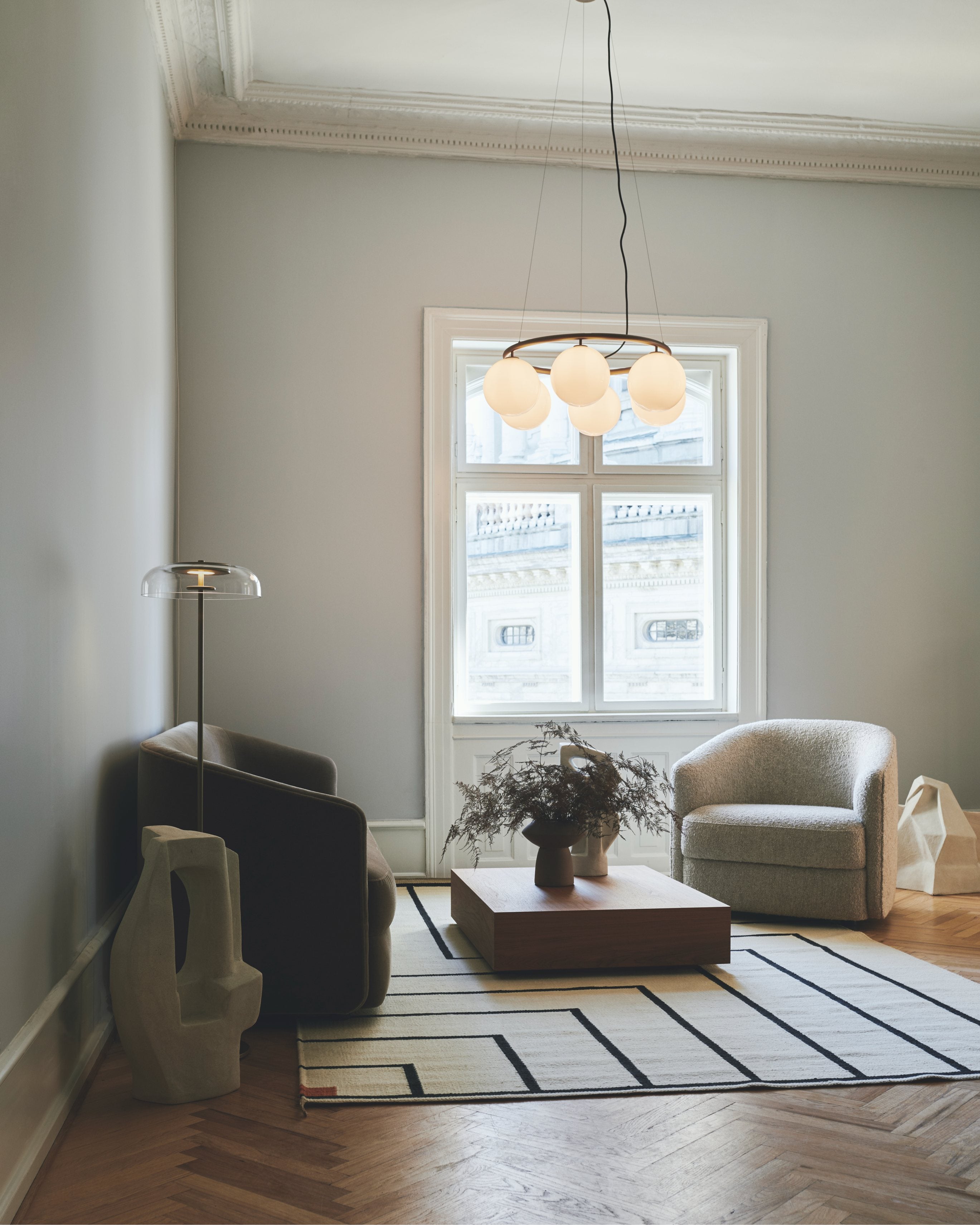 Lampa podłogowa BLOSSI złoty z transparentnym szkłem