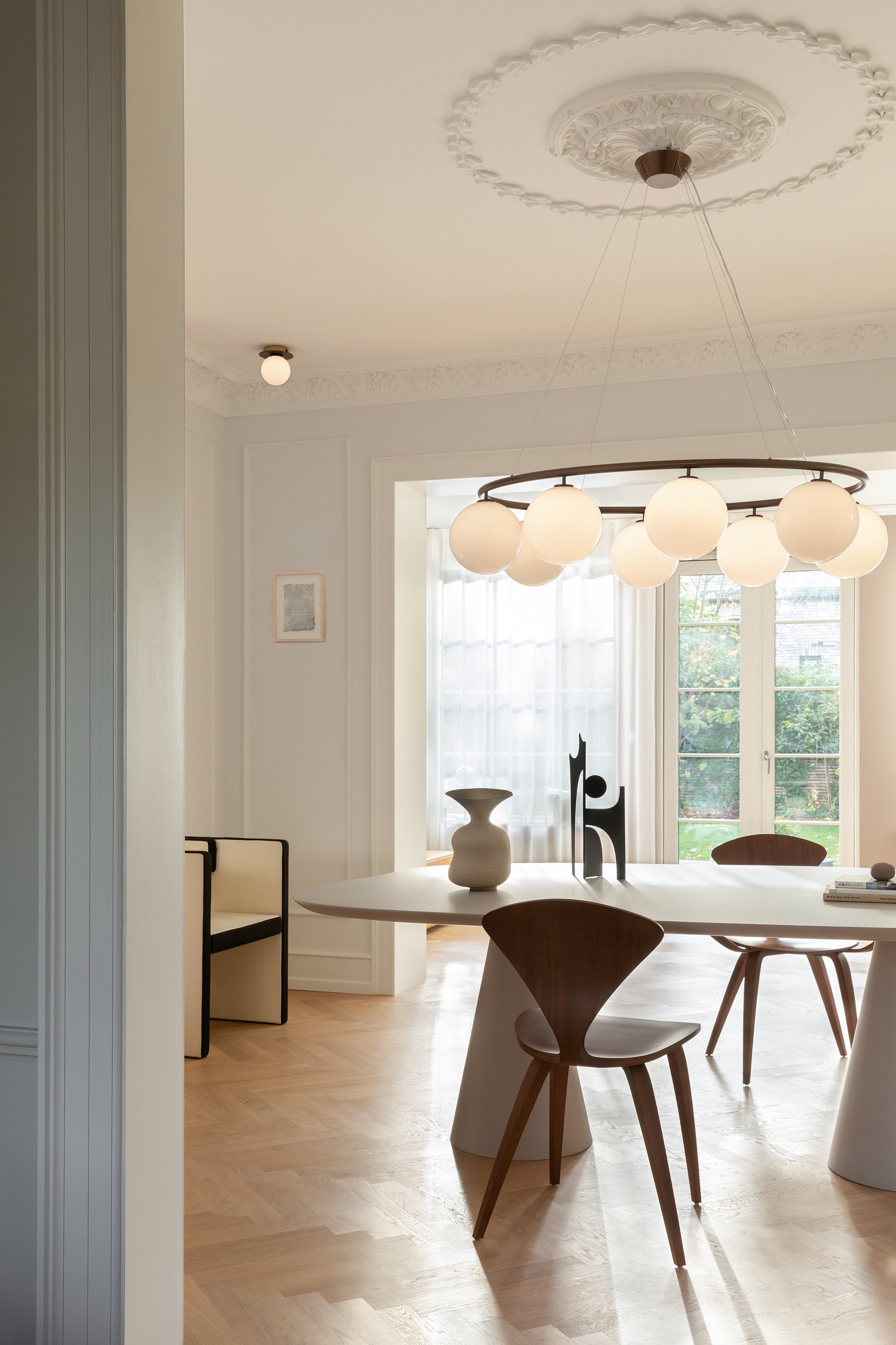 Recessed Wall Light LIILA Dark Brown with Opal Glass