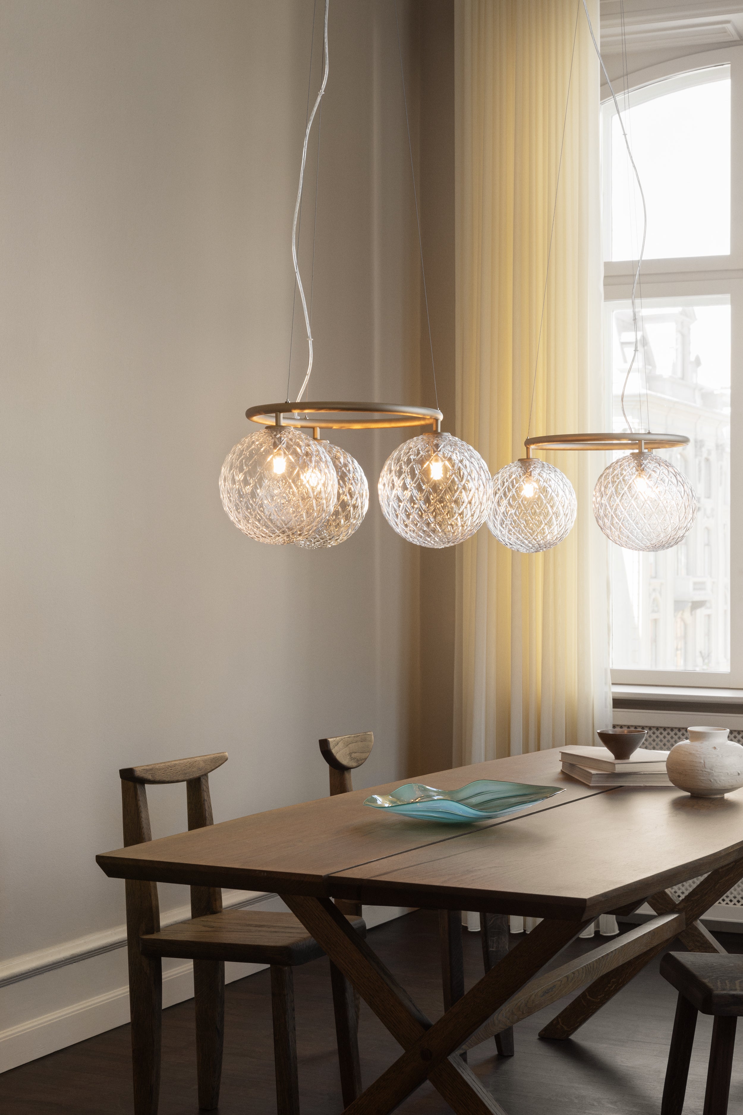 MIIRA 3 CIRCULAR Pendant Lamp in Brass with Transparent Glass