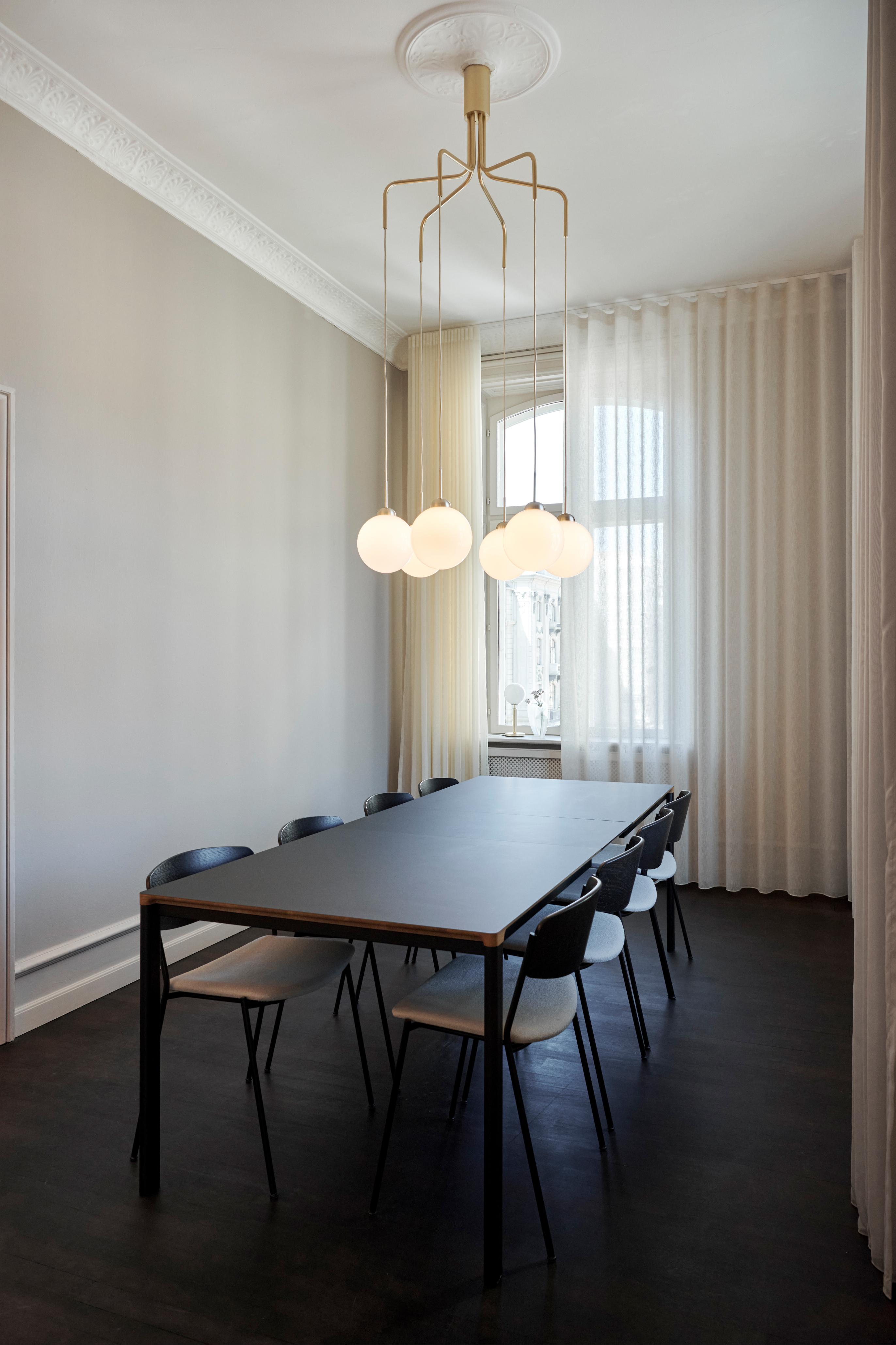 APIALES CLUSTER 6 Black Pendant Lamp with Opal Glass [Antonina] [Amelia spr]