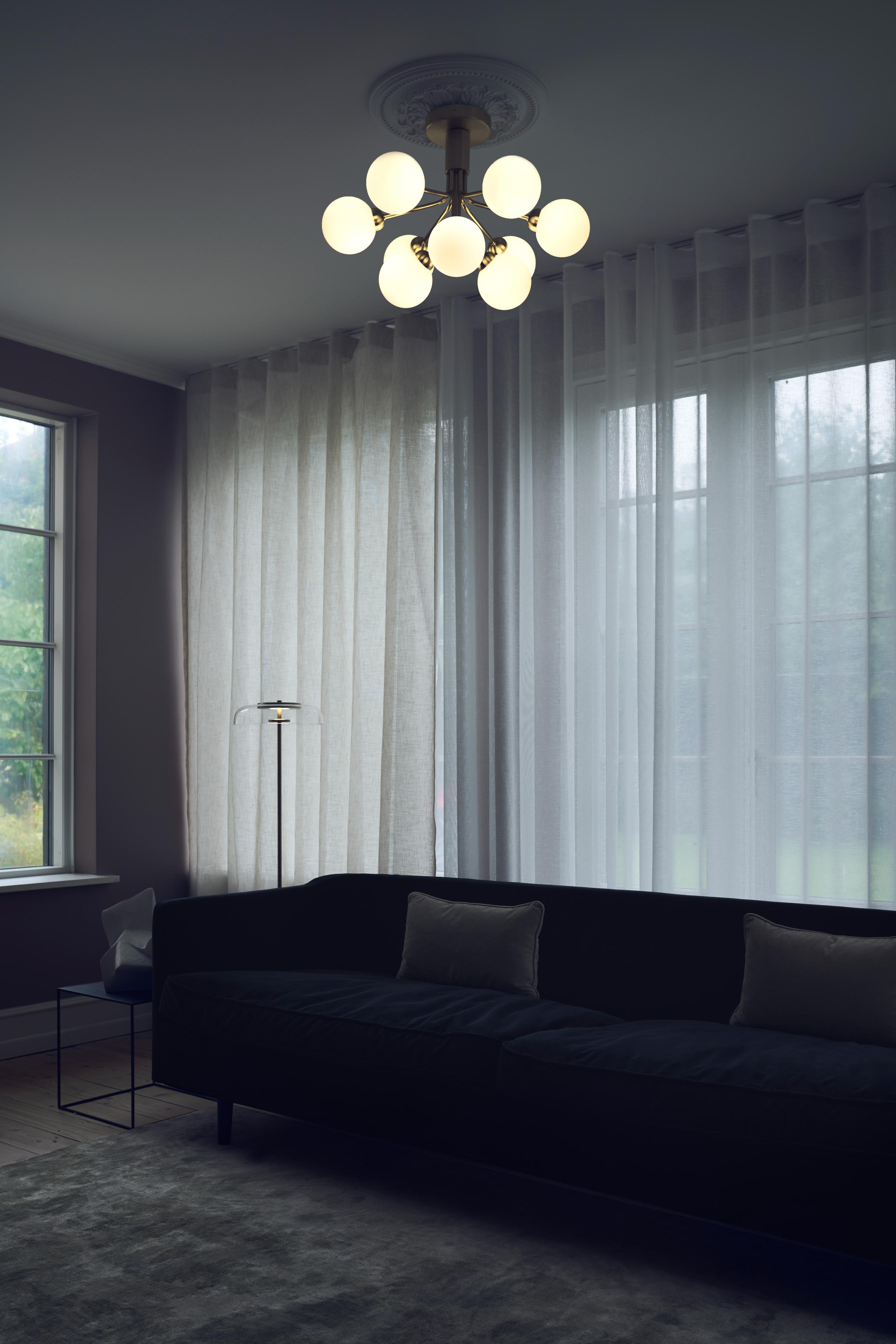 APIALES 9 Ceiling Lamp in Brass with Opal Glass [Antonina] [Amelia spr]