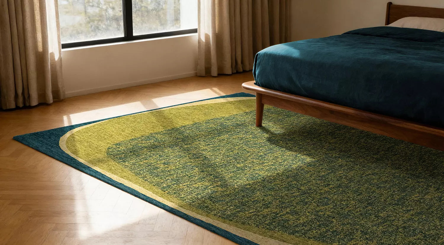 MARBLE Green Carpet with Blue and Beige