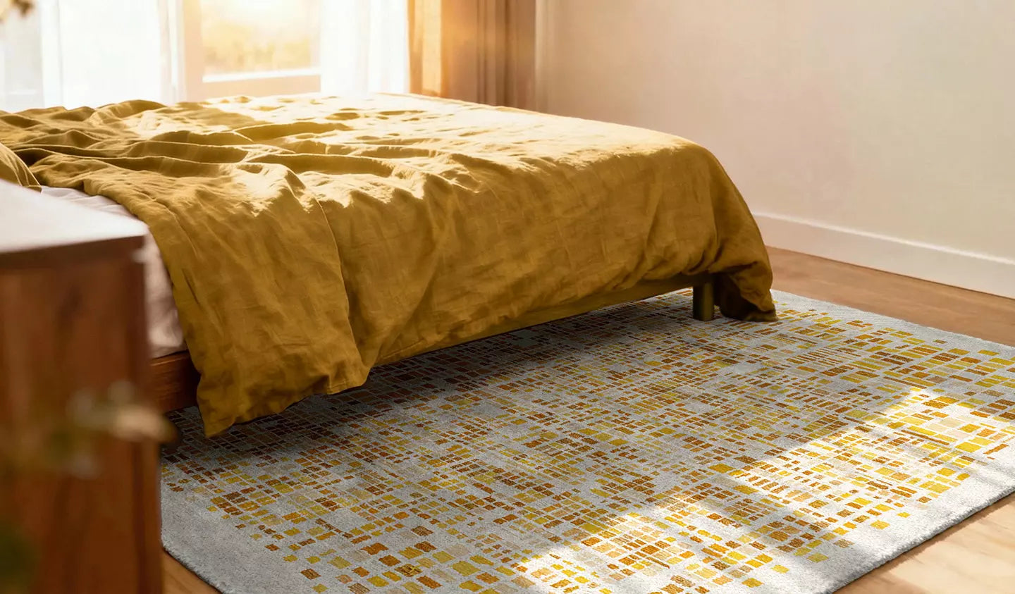 Teppich CUBIK beige mit Orange und Gelb