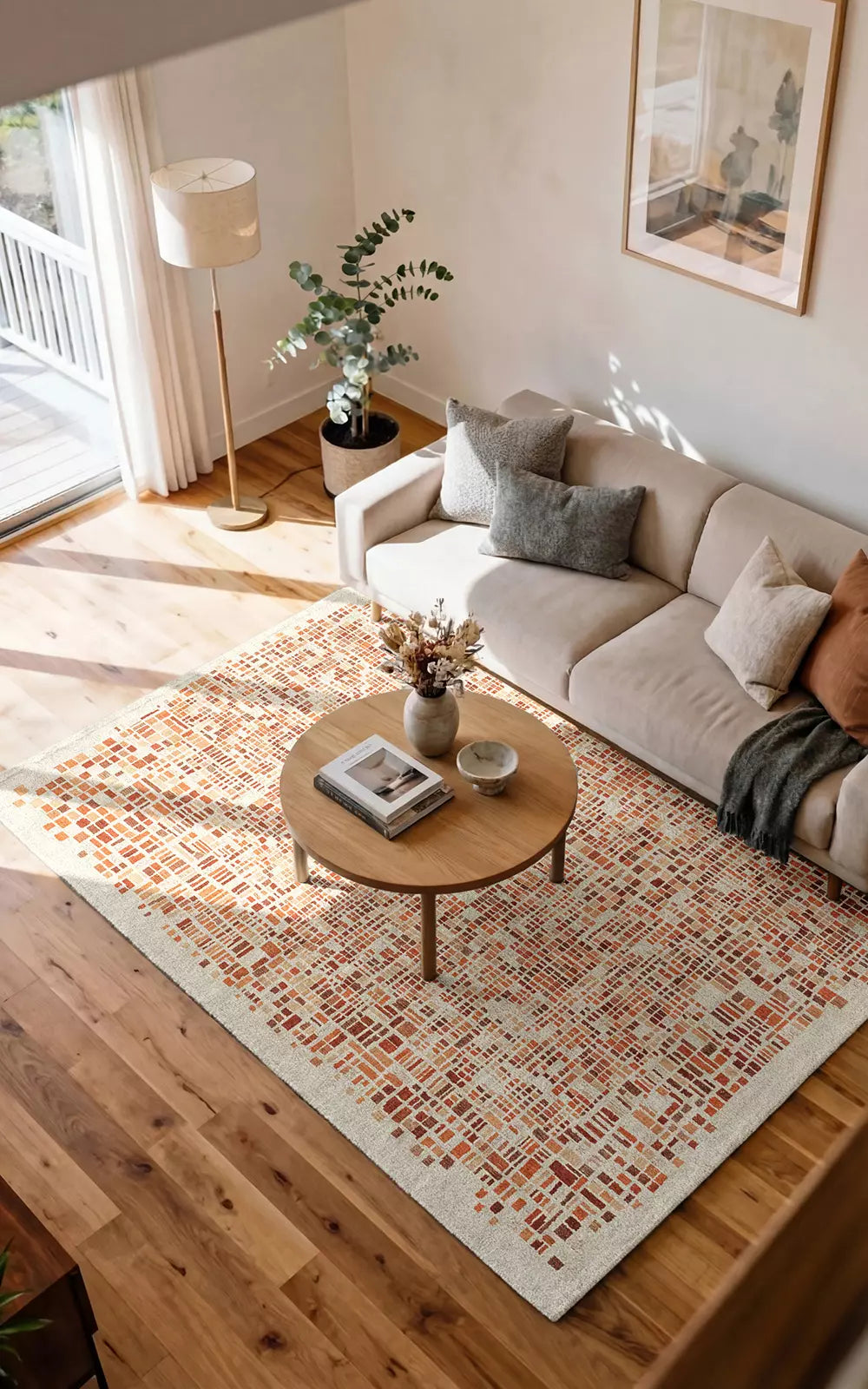 Teppich CUBIK beige mit orange und bordeaux