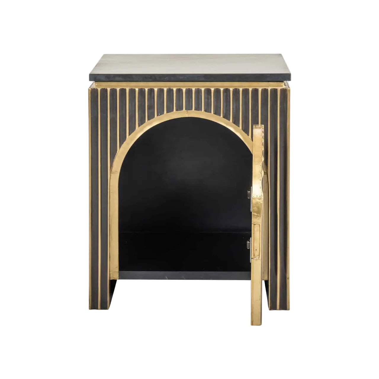 Nightstand LES ARCS marble with brass
