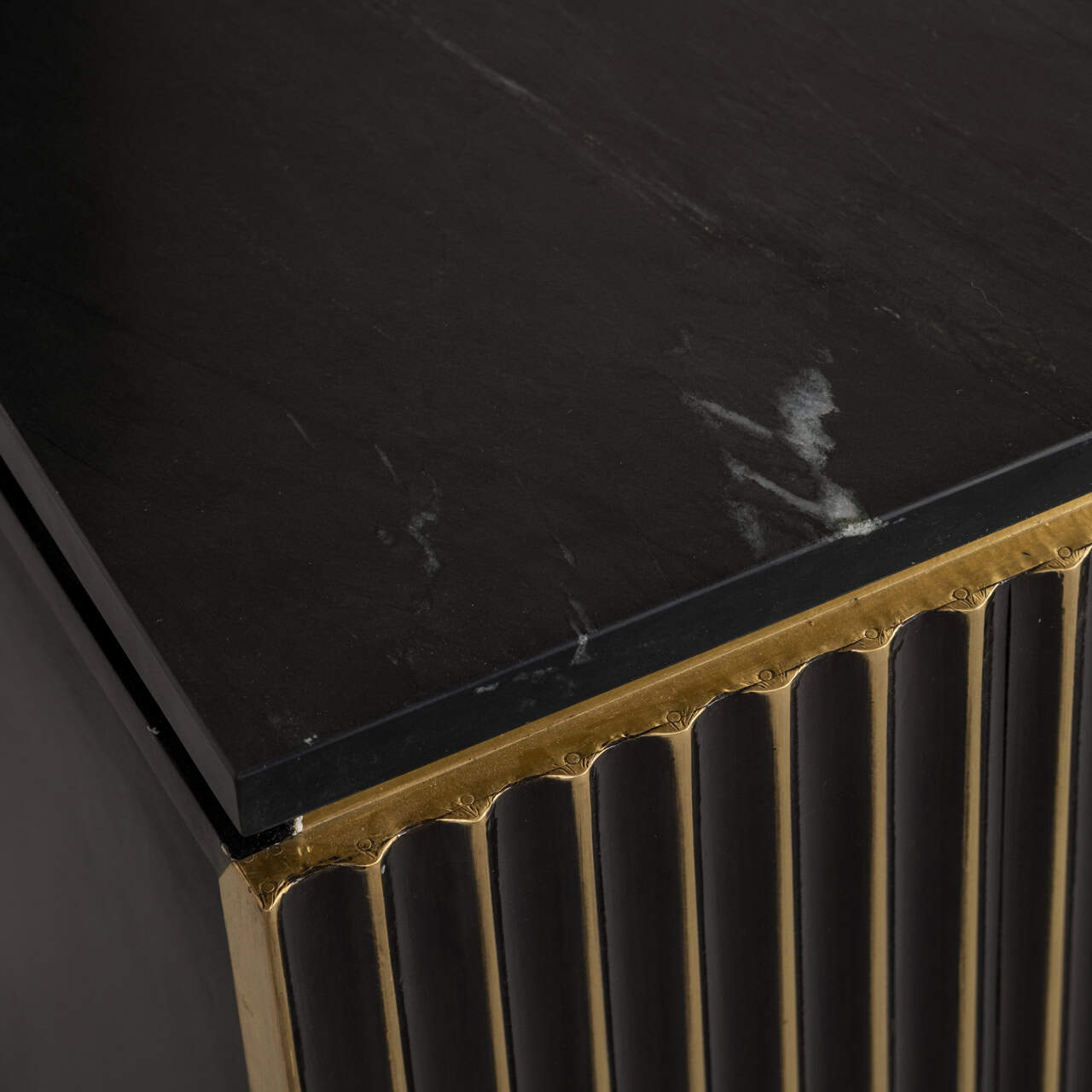 Nightstand LES ARCS marble with brass