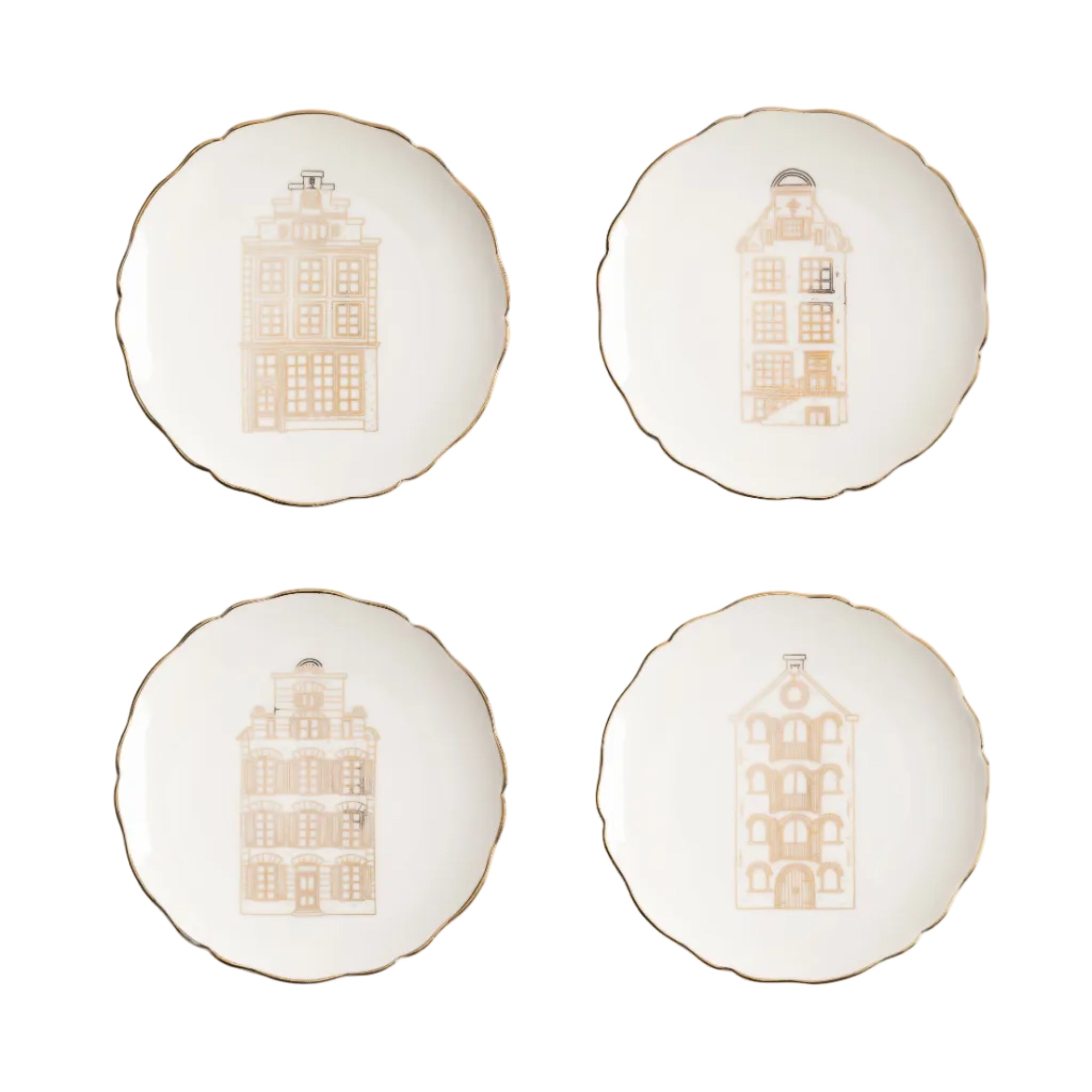Dessert Plate Set CANAL HOUSE beige with gold