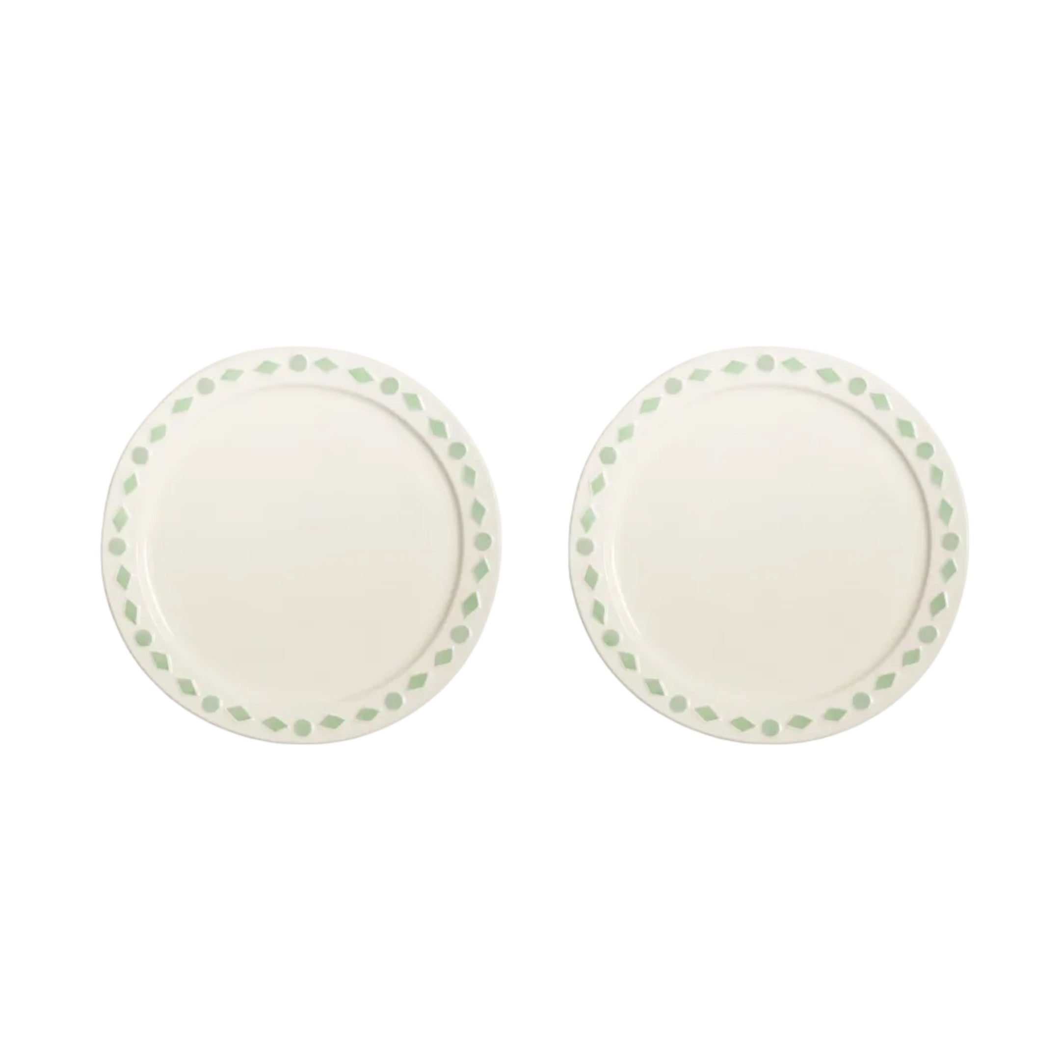 Zestaw talerzy obiadowych FOLK biały z miętowym