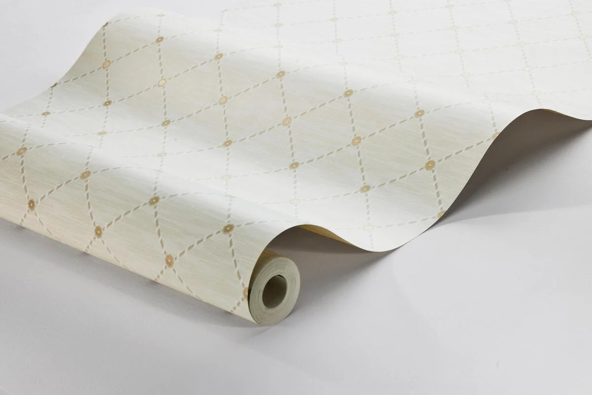 Tapeta z motywem geometrycznym GOLDEN TRELLIS kremowy ze złotym