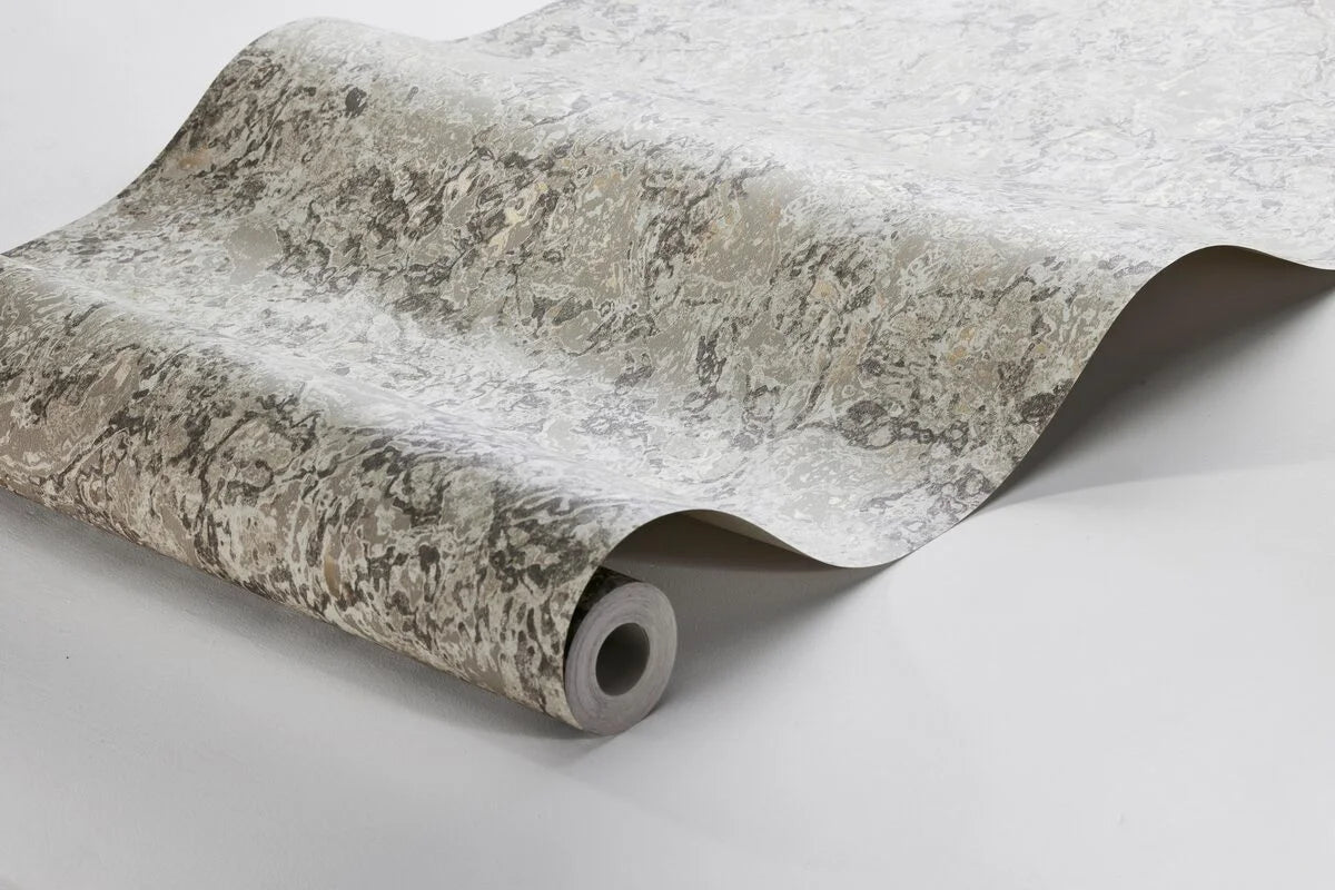 Tapete, die Marmor imitiert, TRAVERTINE grau mit beige