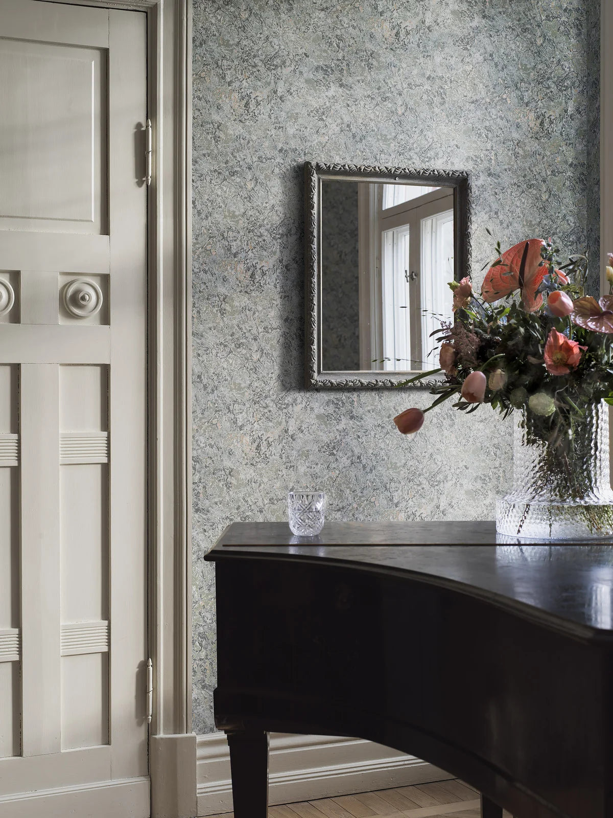 Tapete, die Marmor imitiert, TRAVERTINE, gedämpftes Grün