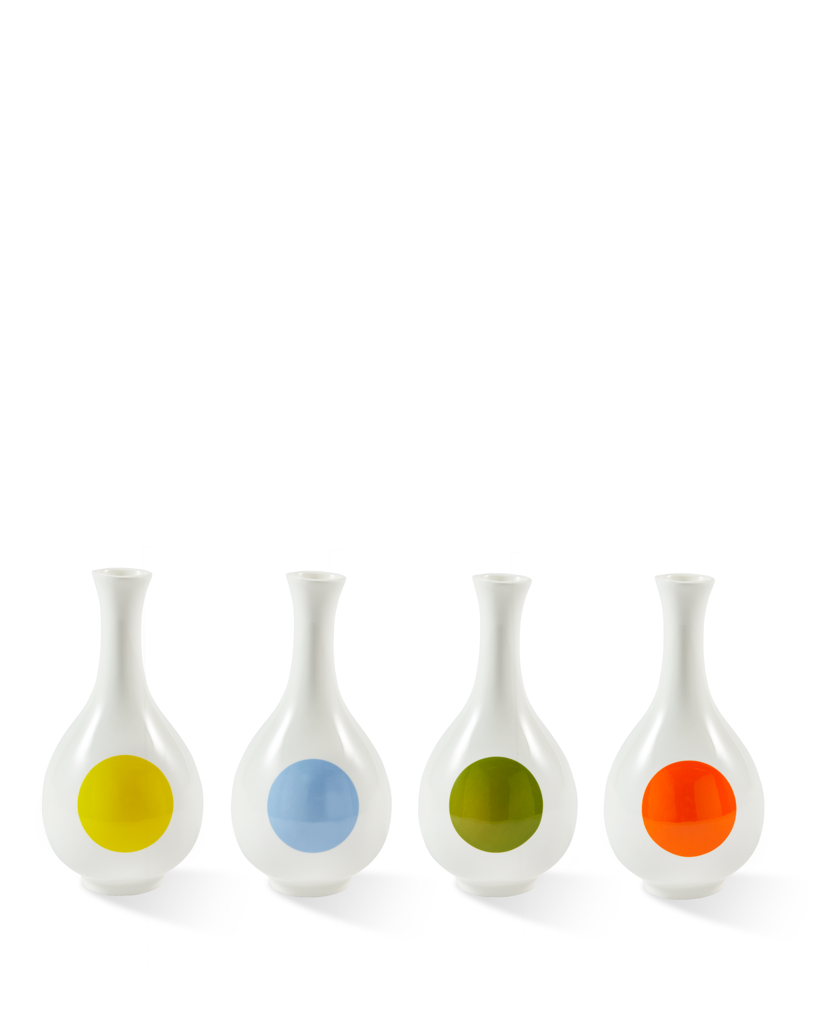 Wazon KLEINER VOGEL weiß mit Gelb und Blau