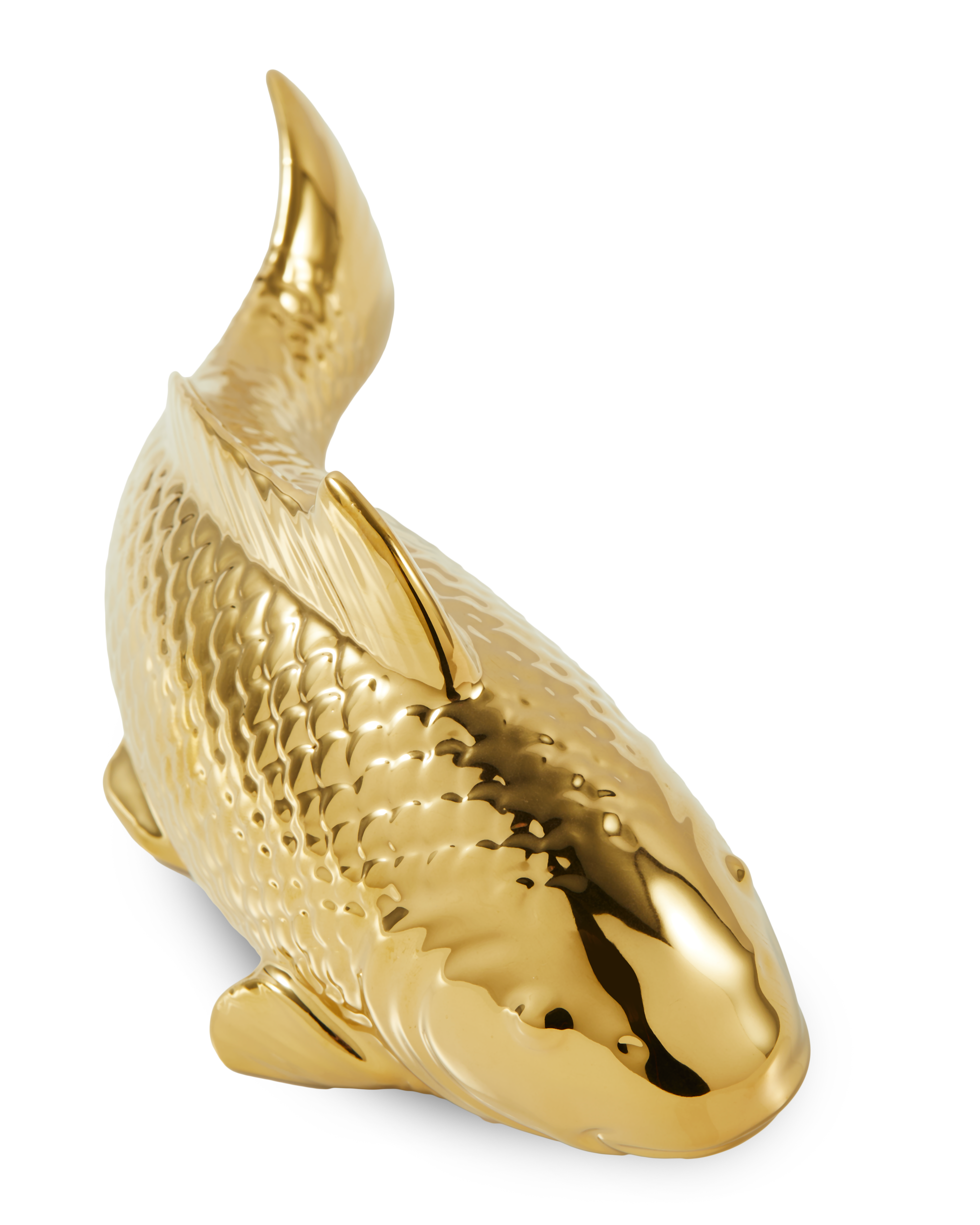 Talerz dekoracyjny FISH biały ze złotym