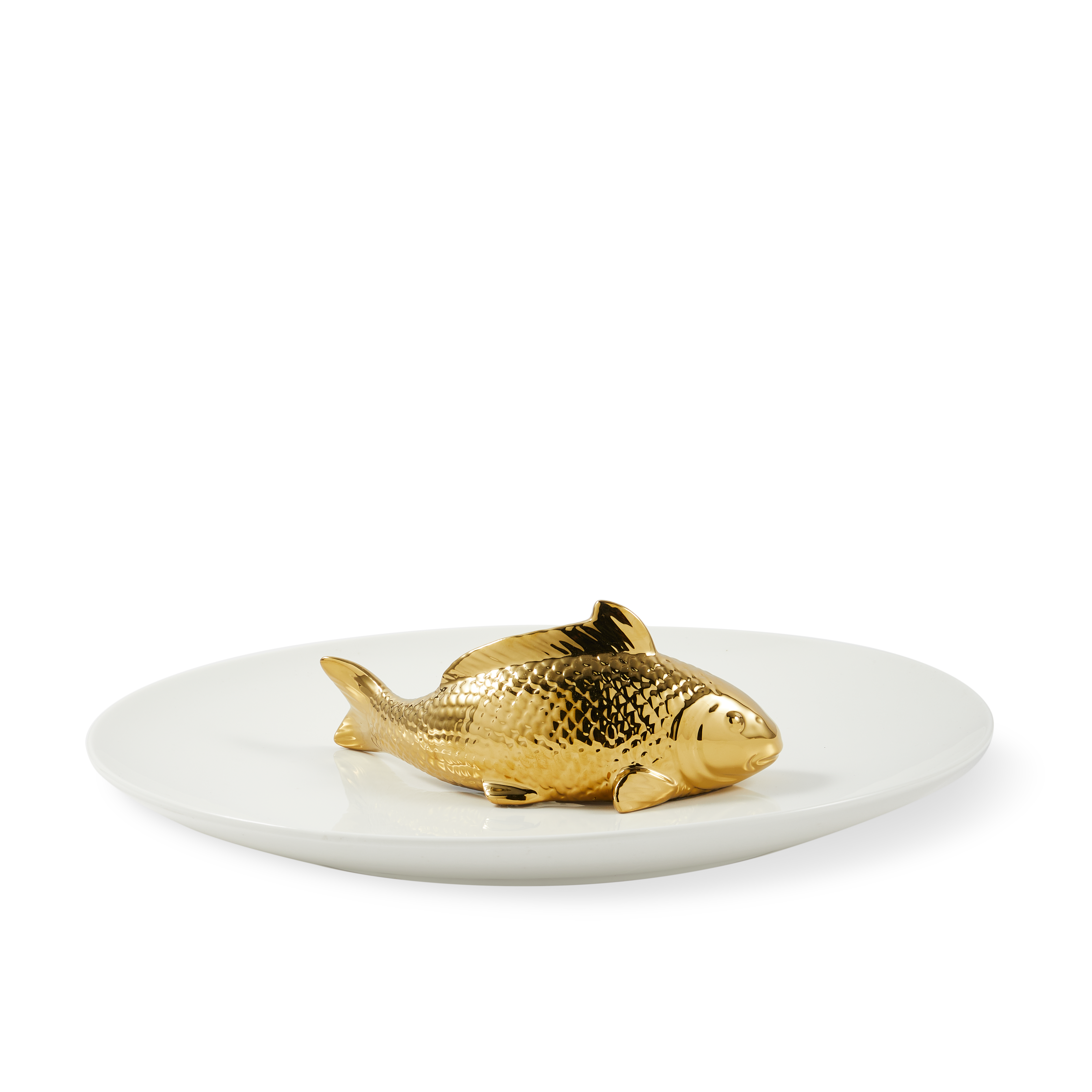 Decorative Plate FISH White with Gold