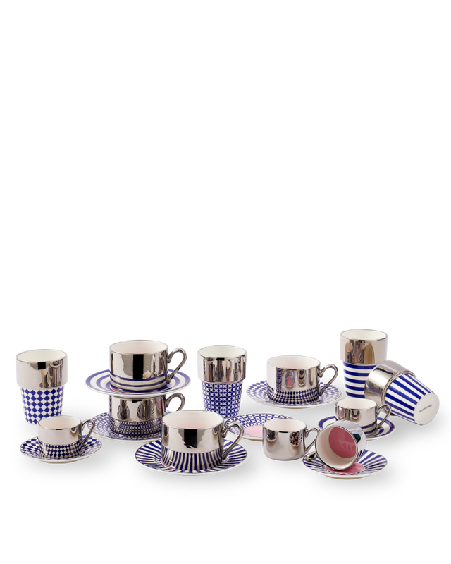 Zestaw filiżanek do kawy AUNTY COFFEE CUPS ciemnoniebieski