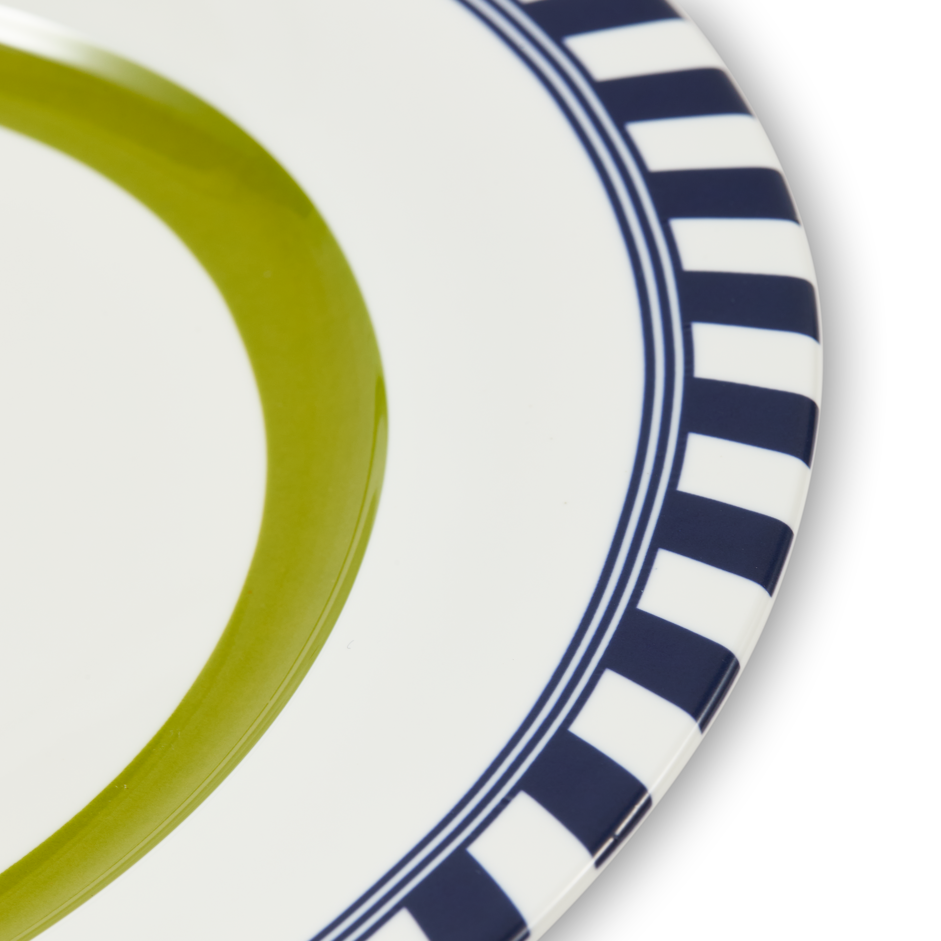 Zestaw talerzy BIRD PATTERNED biały z oliwkowym i niebieskim