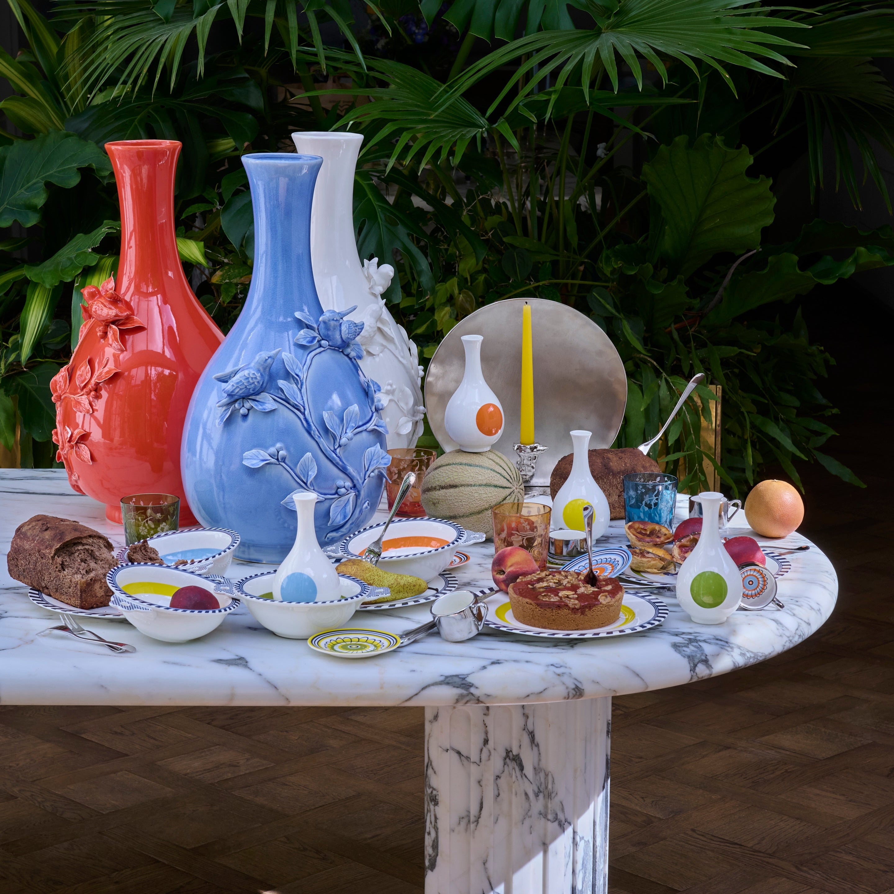 Zestaw szklanek SCATTERED FLOWERS niebieski z piaskowanym wzorem