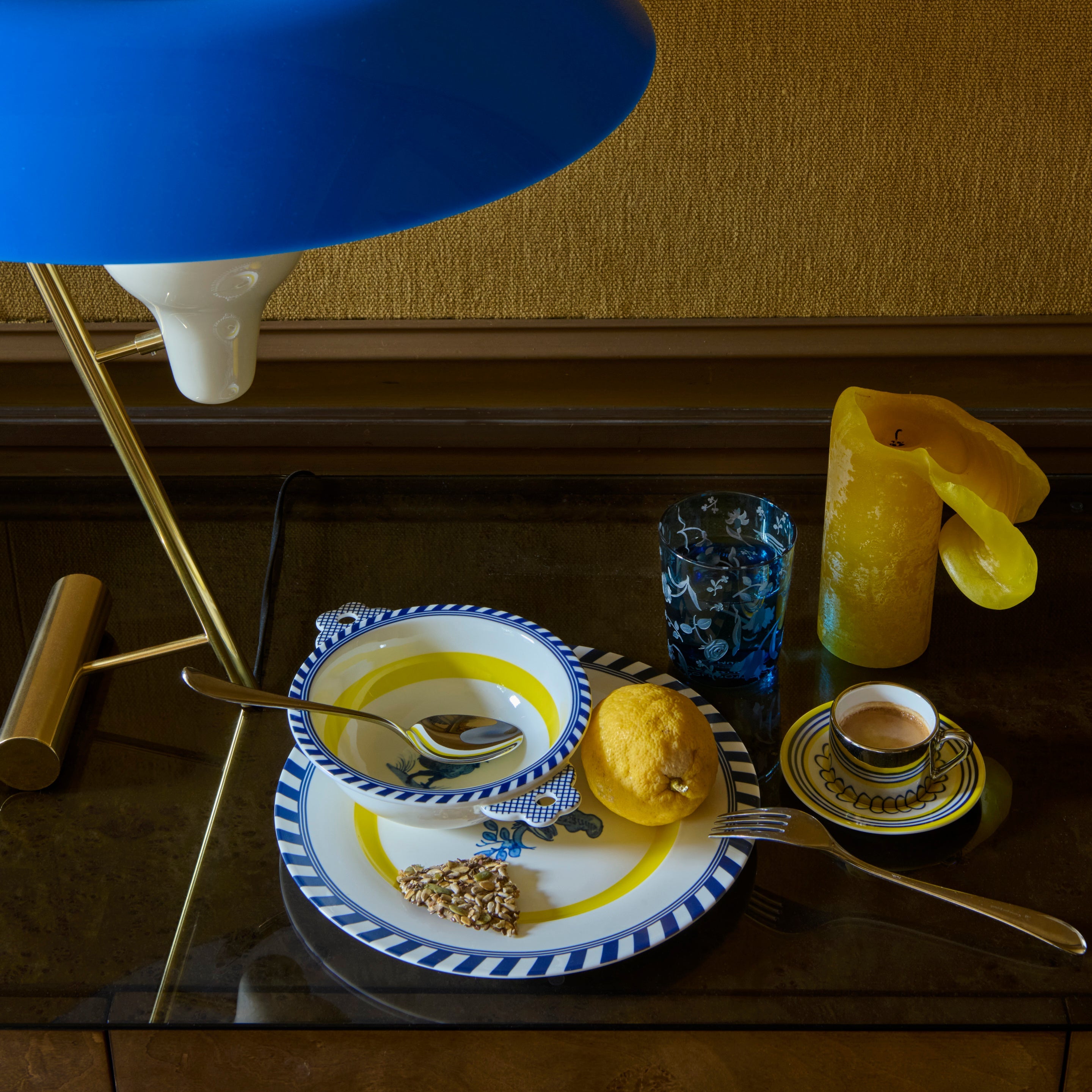 Zestaw szklanek SCATTERED FLOWERS niebieski z piaskowanym wzorem