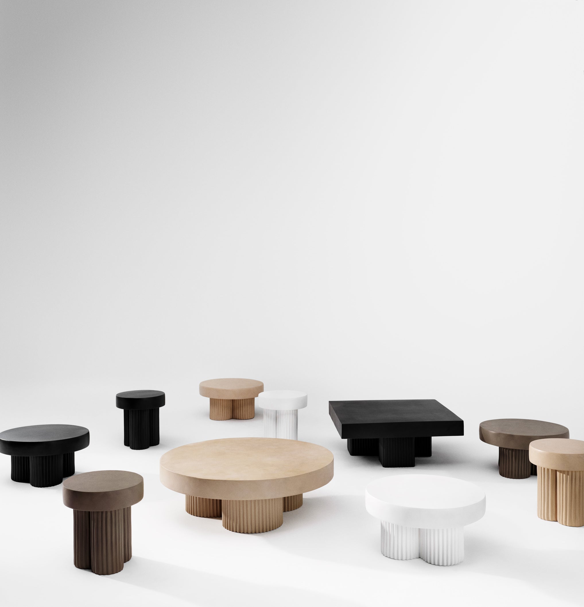 GEAR Beige Concrete Round Side Table