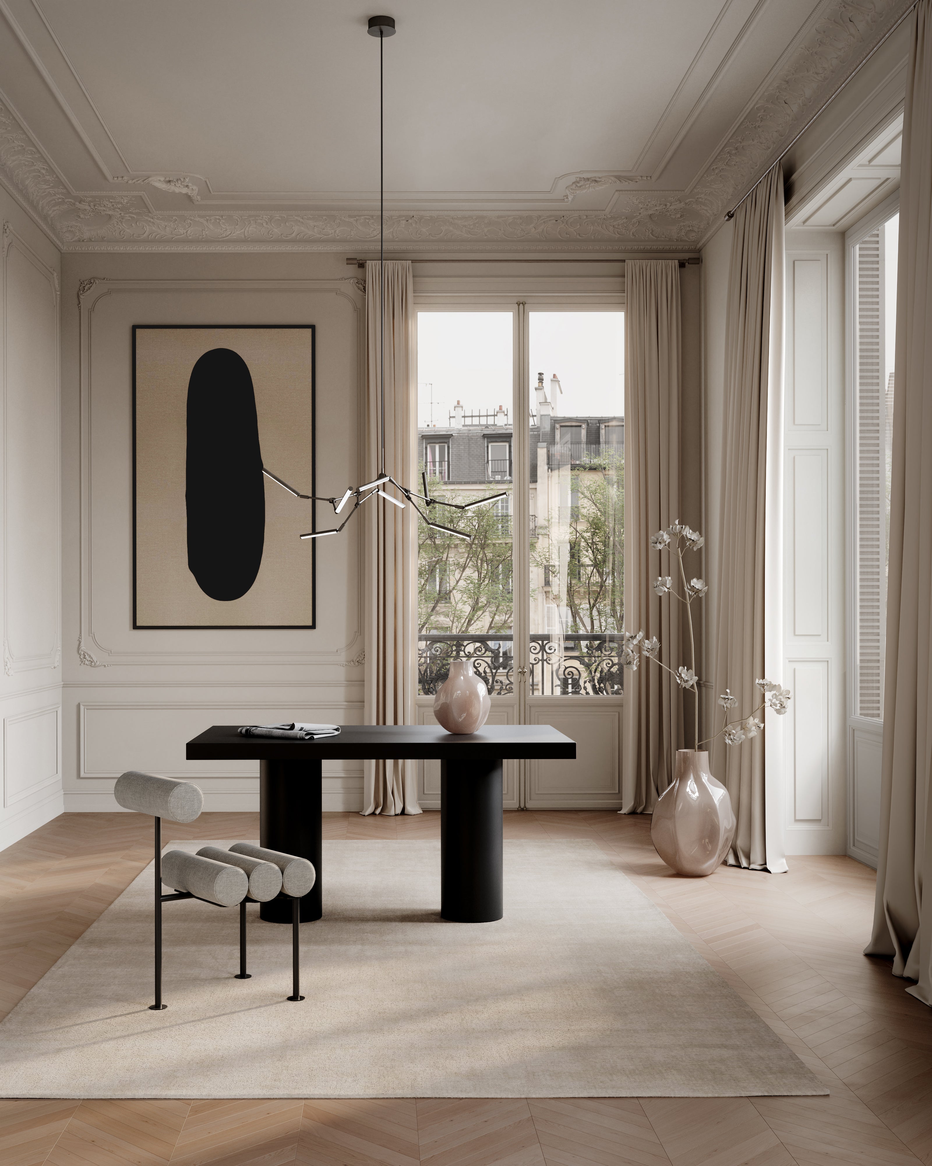 BAKKU dark beige glass vase