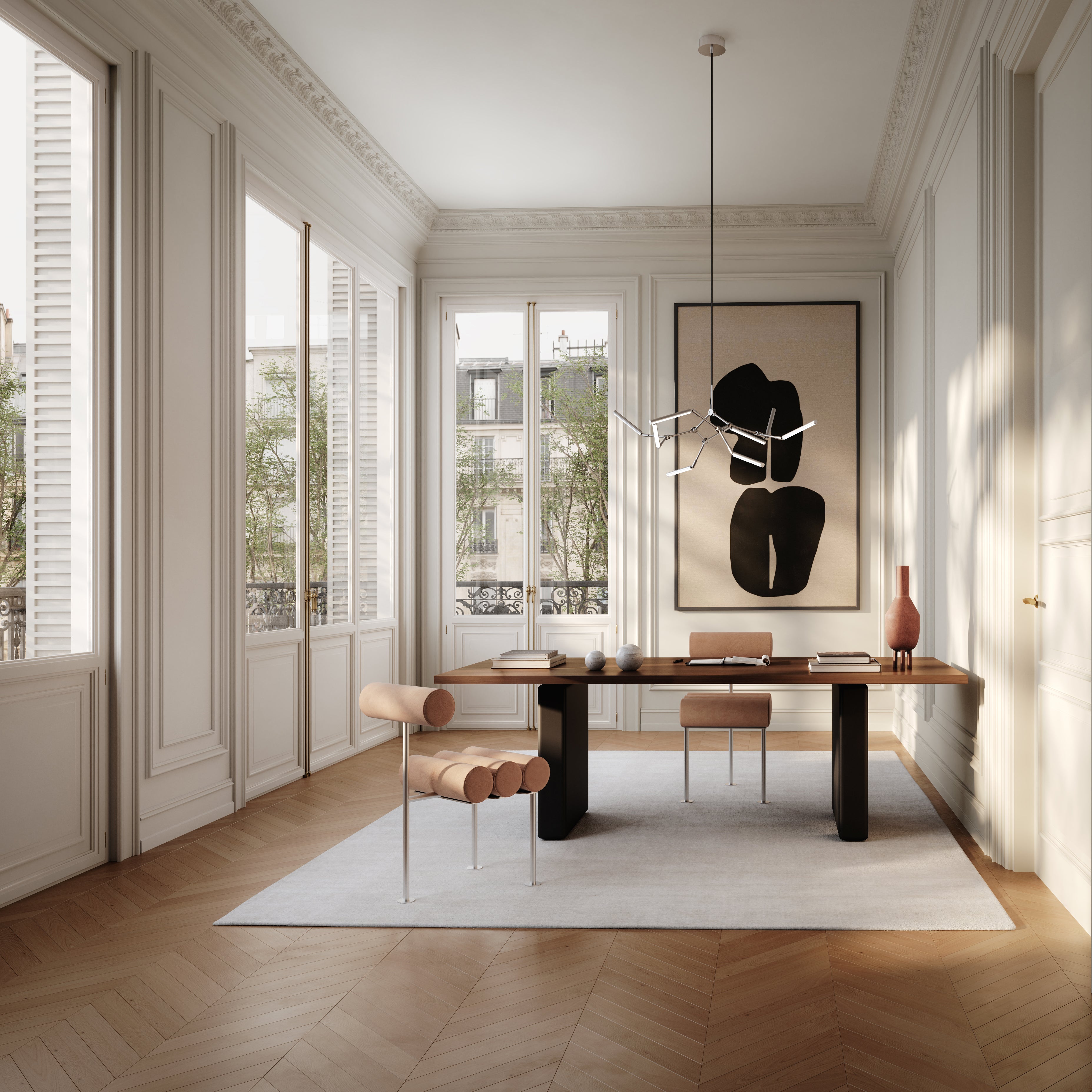 STICK chrome chandelier