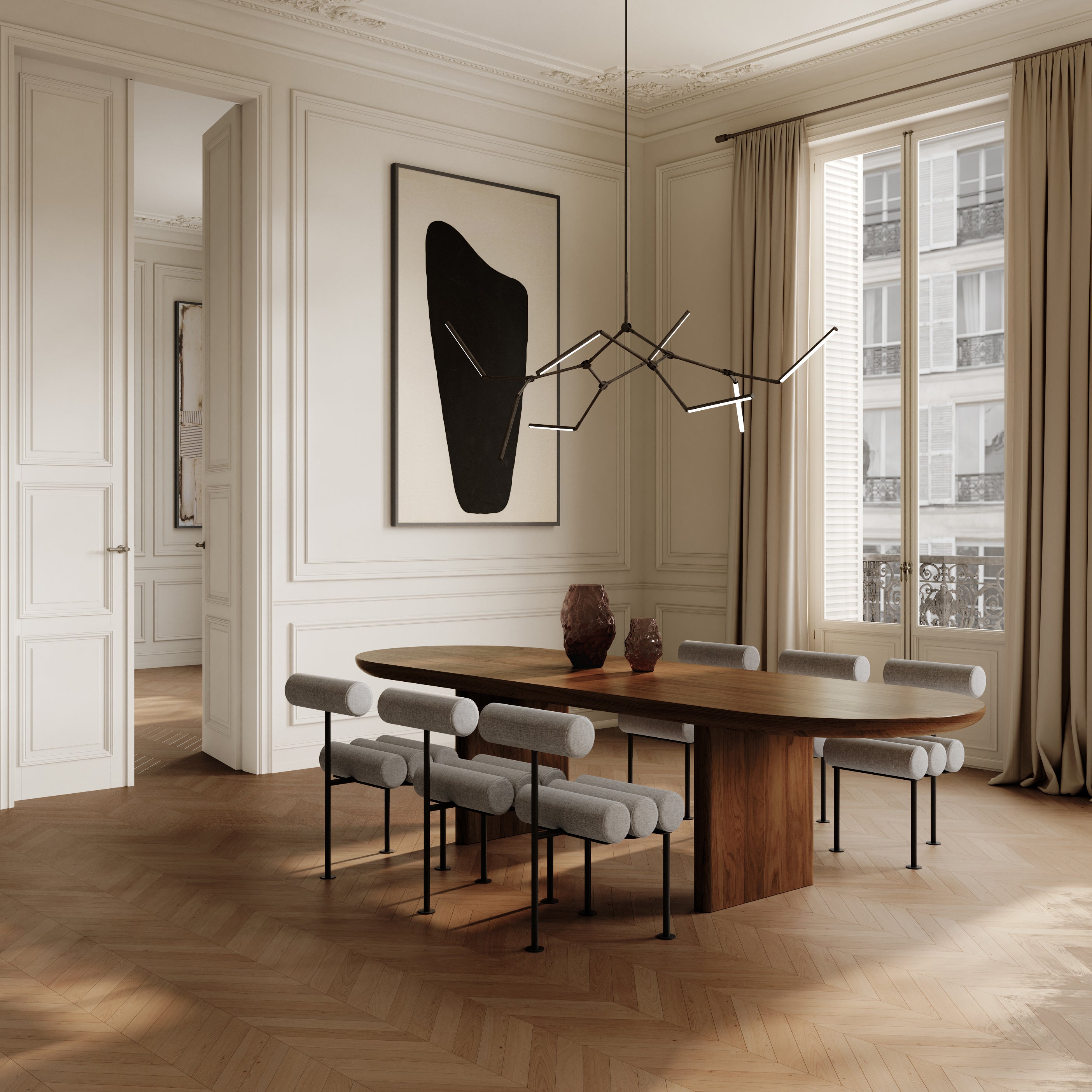 Żyrandol STICK brązowy