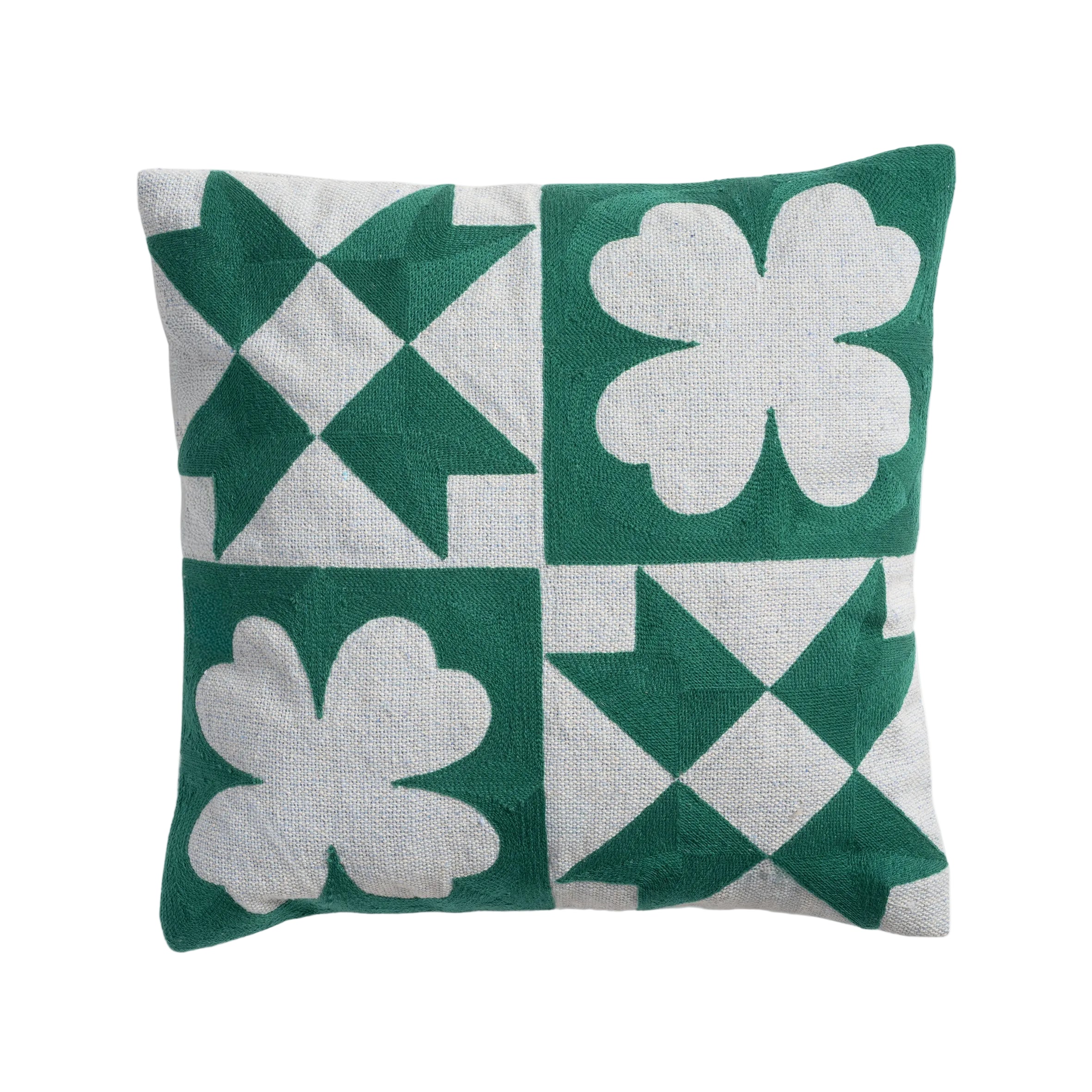 QUILT cushion cover green with white