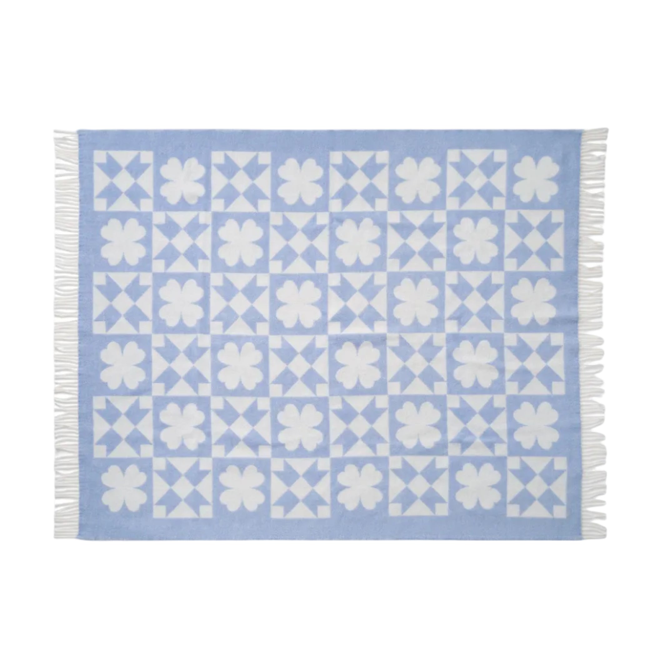 Blue quilt with white
