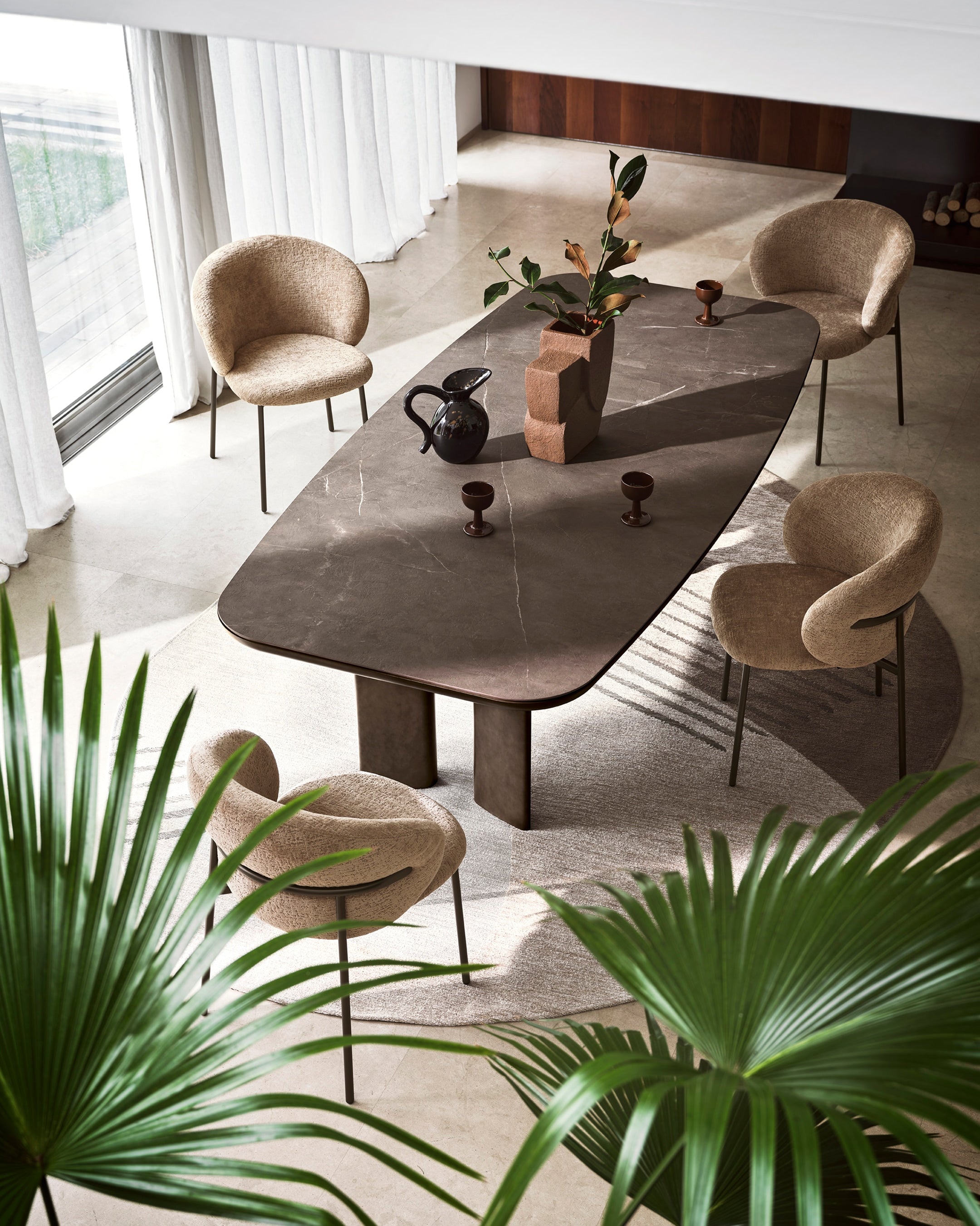 Dywan owalny OMBRA kremowy z brązowym wzorem