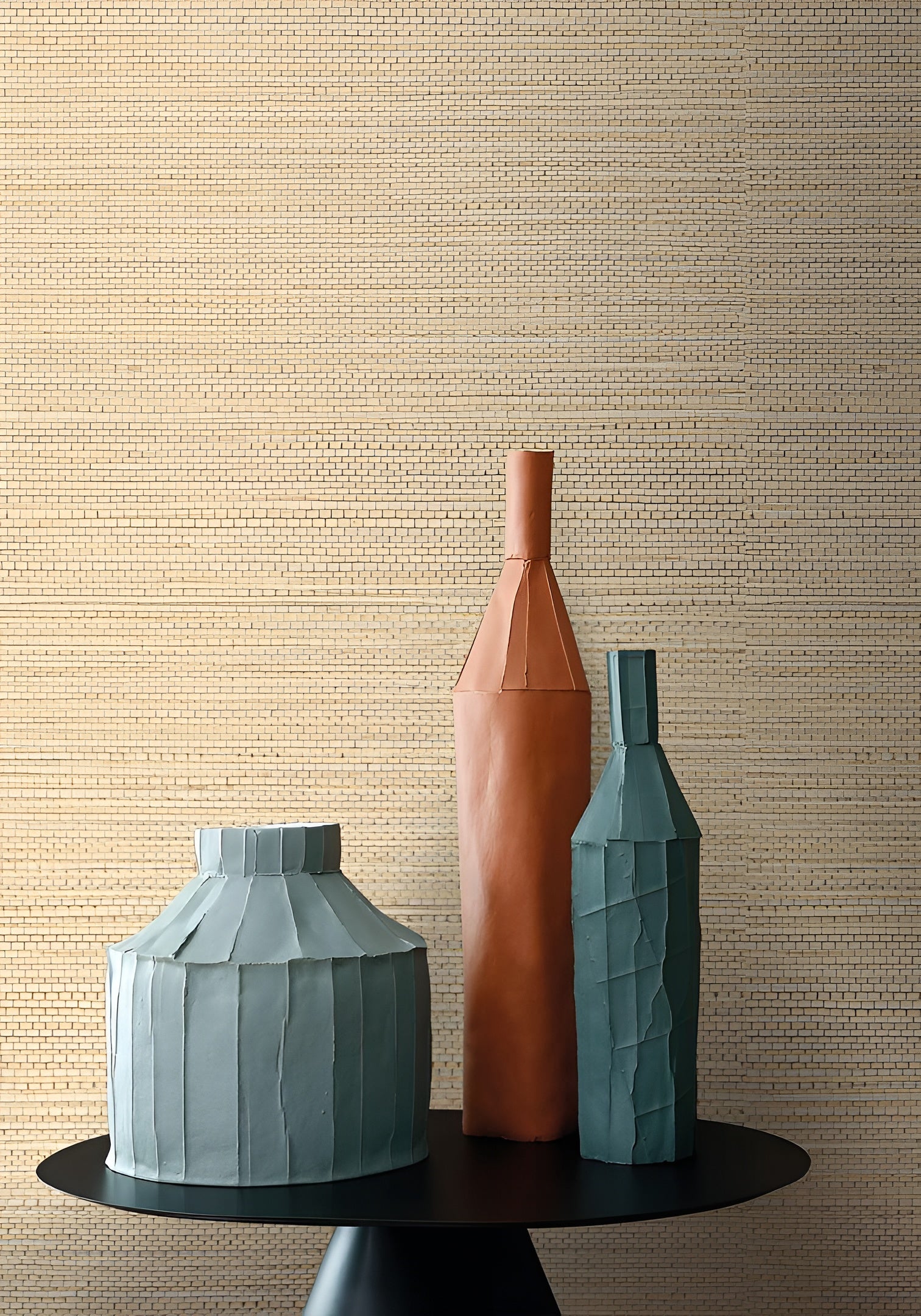 Structural wallpaper imitating seagrass fibers ZOSTERA - COQUILLE sandy