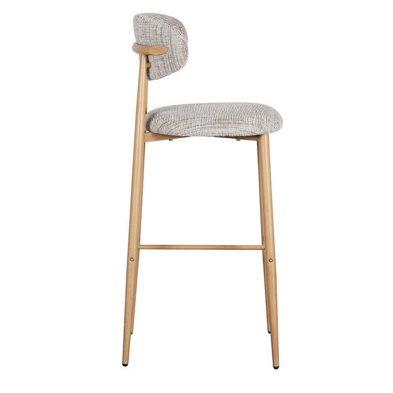 Hocker JAPANDI grau-beige mit Holzgestell