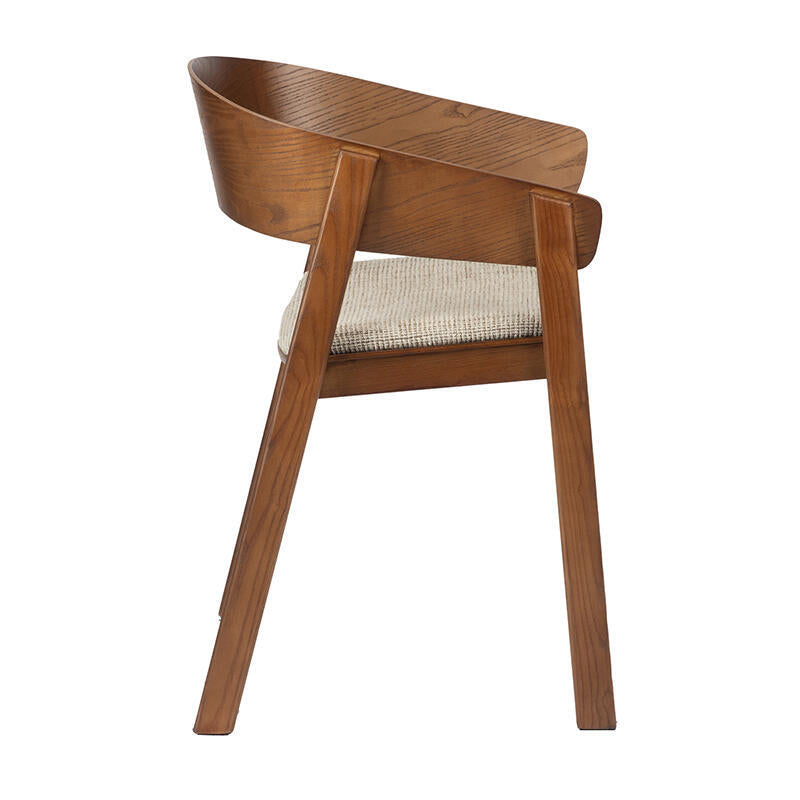 Sessel EDO beige mit dunklem Holzgestell