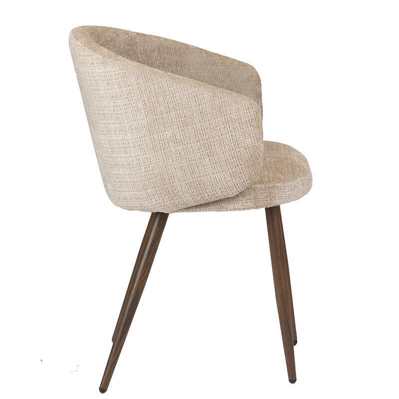 Stuhl LUNA creme-beige mit dunklem Holzgestell