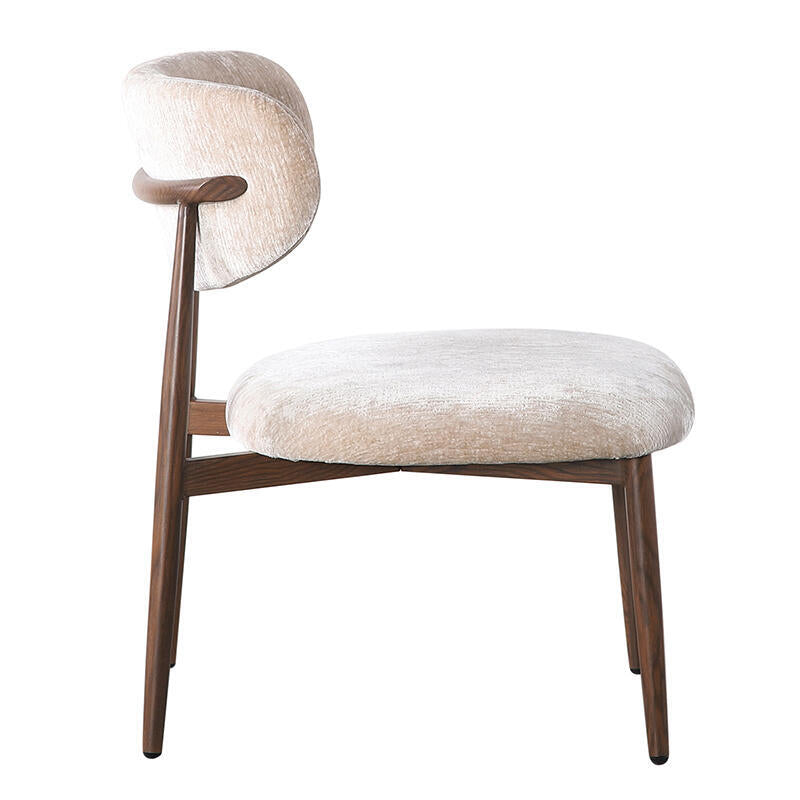 Beige JAPANDI Armchair with Dark Wooden Base