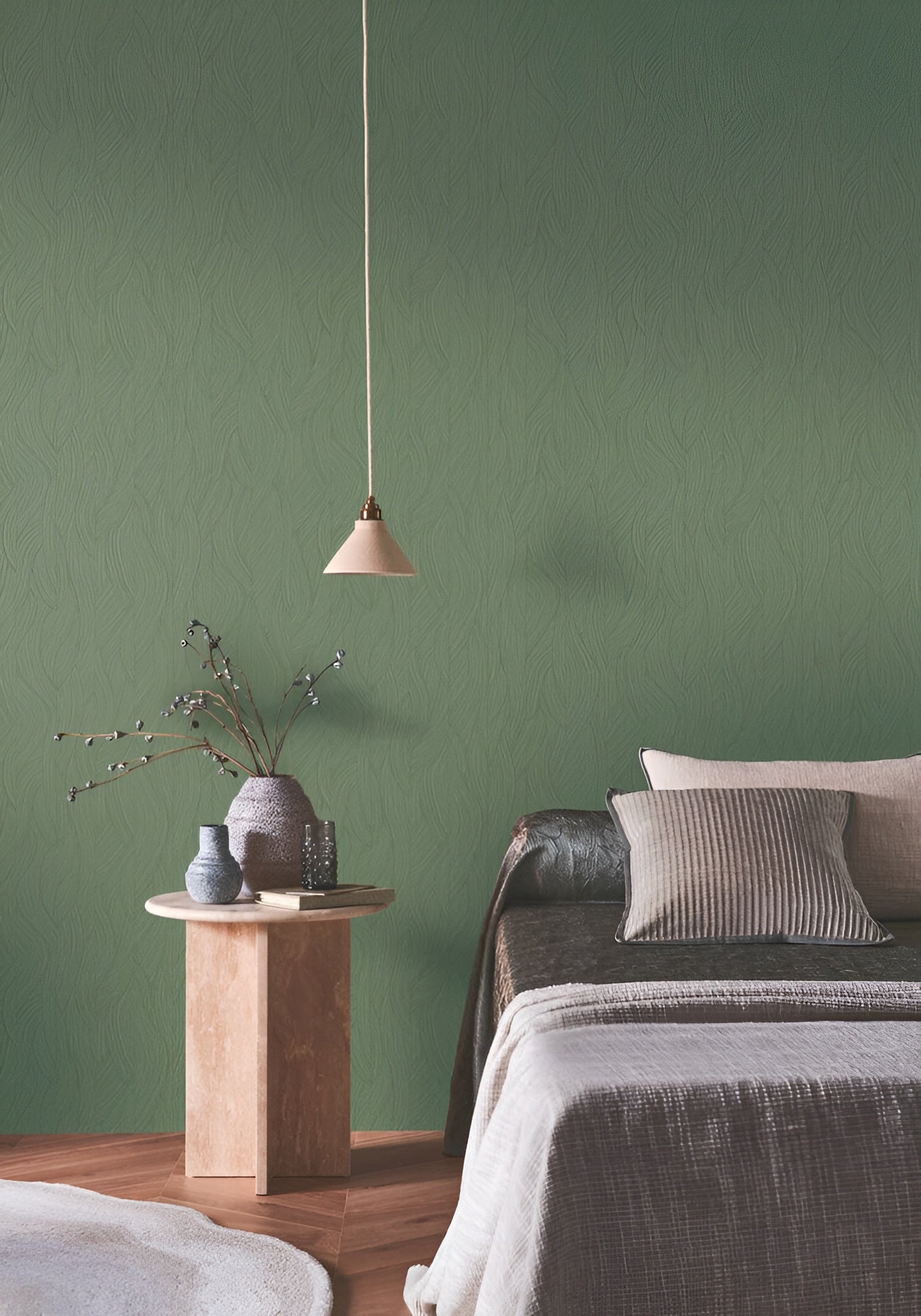 Tapeta strukturalna z abstrakcyjnym falującym wzorem JASSINE - CYPRES zielony