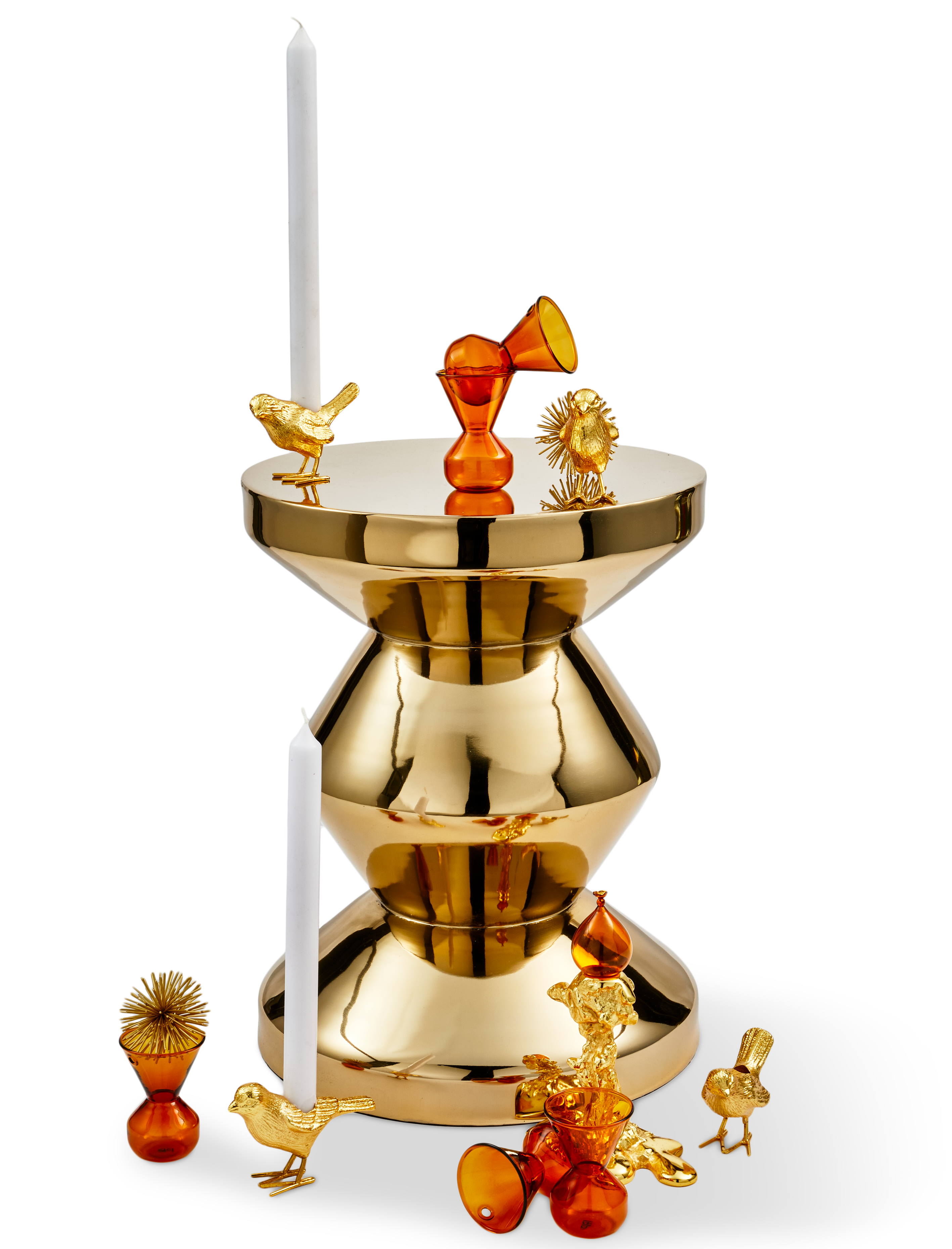 Stołek ZIG ZAG METAL złoty