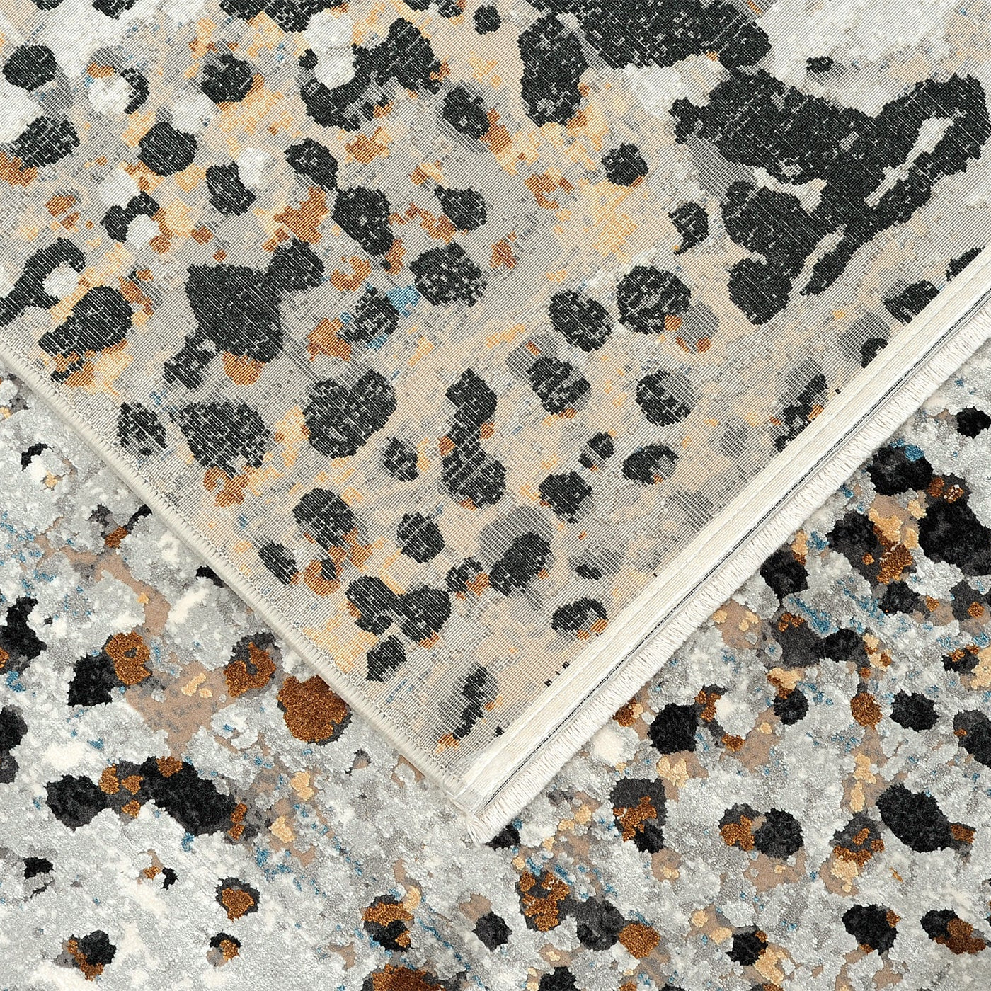 Dywan w kropki ROYAL szary z czarnym i brązowym