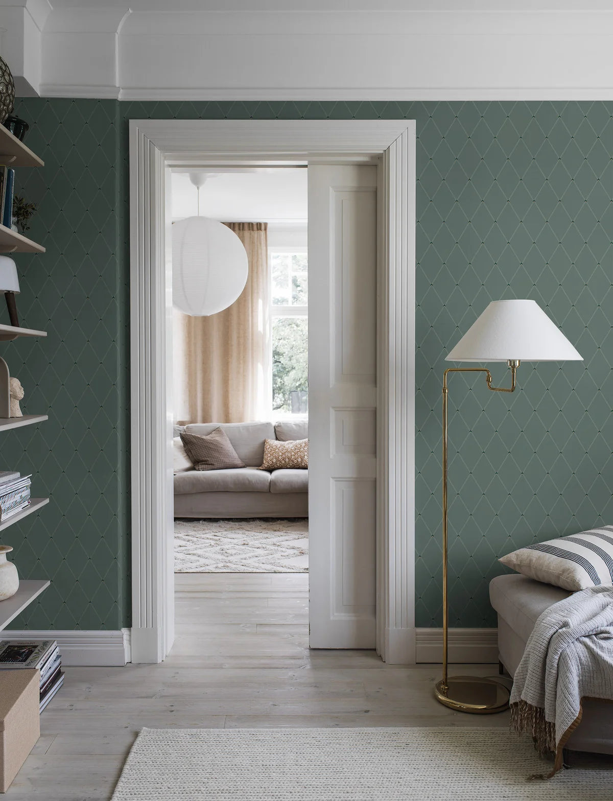 Tapeta z motywem geometrycznym FREDRIK ciemny zielony