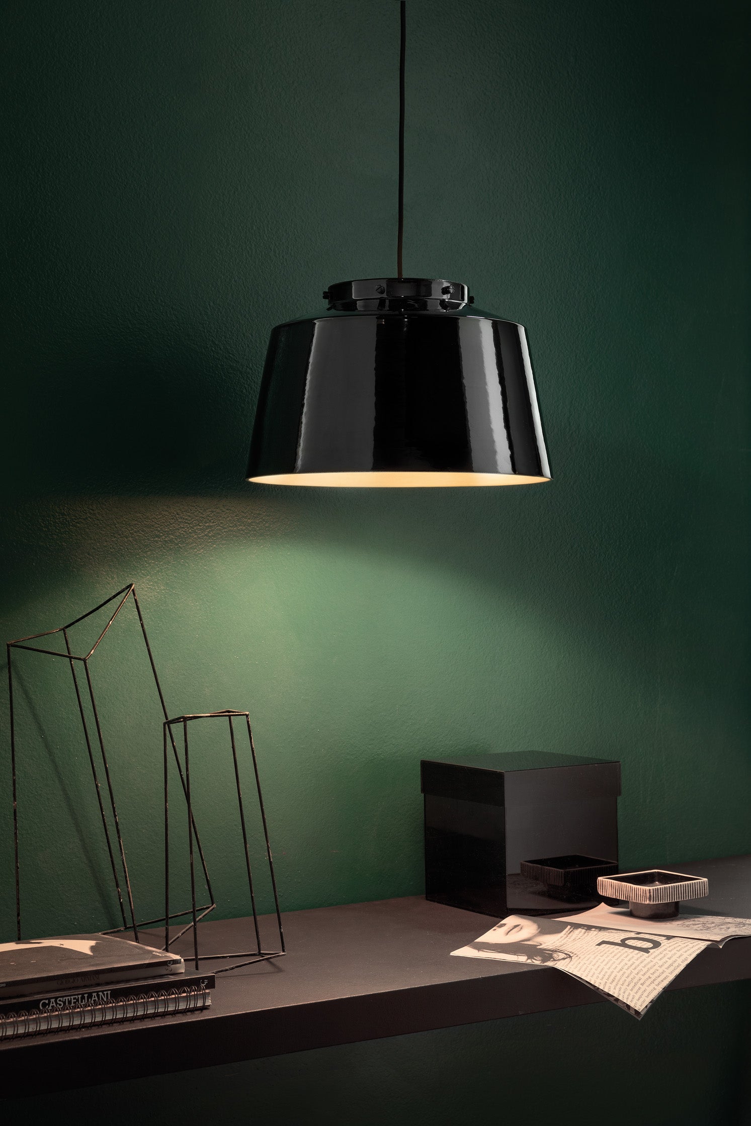 Lampa wisząca ceramiczna 50's czerwony