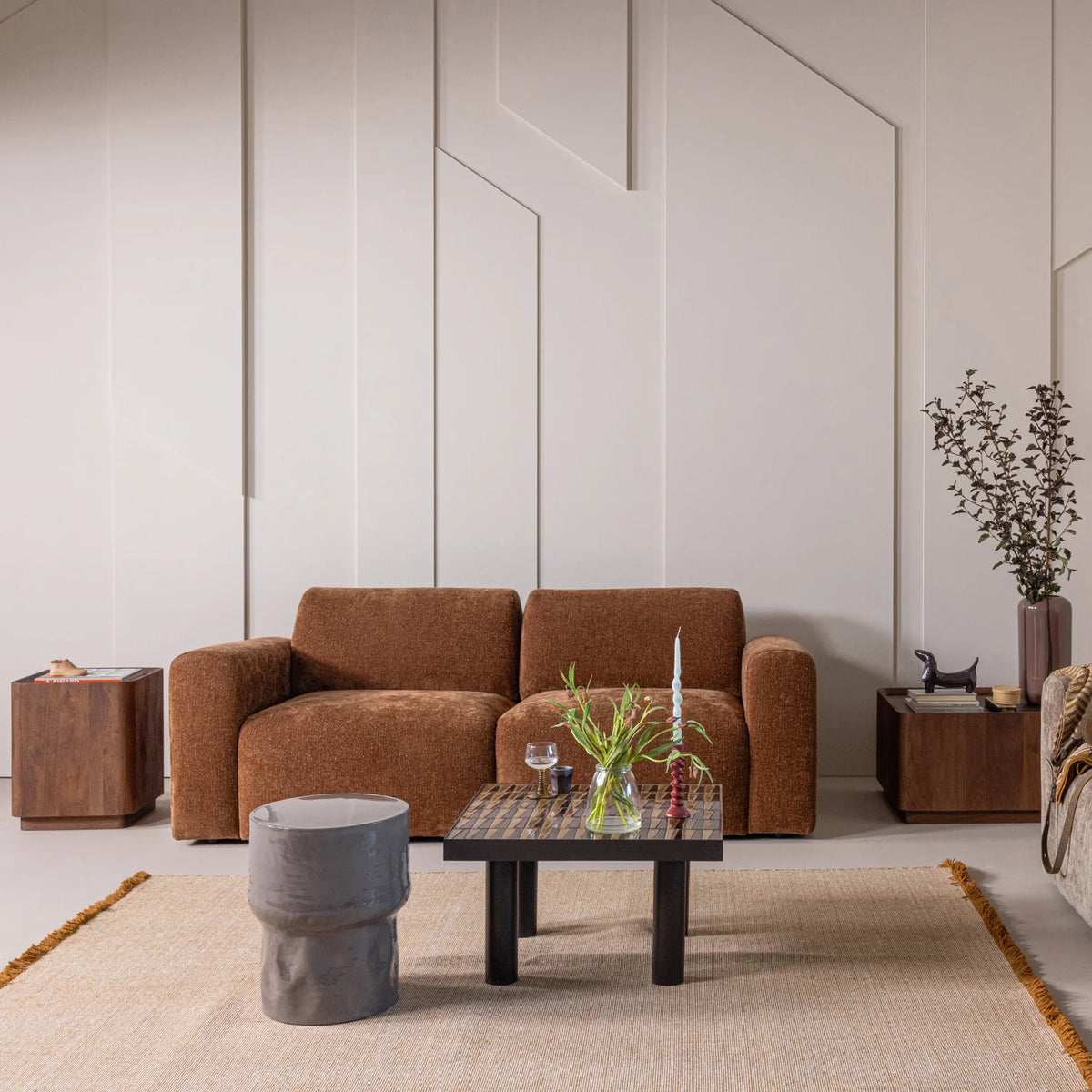Sofa 2-osobowa UMINA brązowy szenil