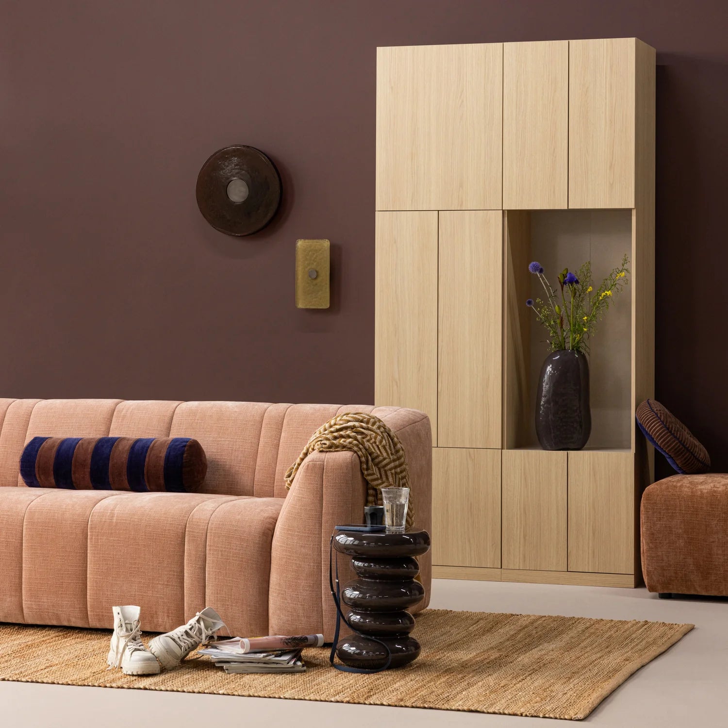 Sofa 2-osobowa OMAIRE różowy szenil
