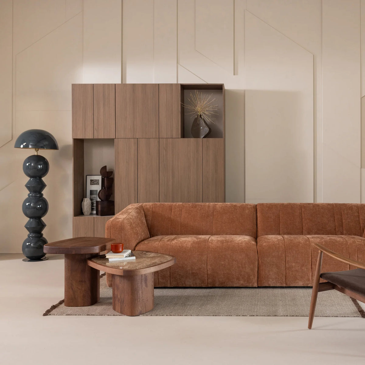 Sofa 4-osobowa OMAIRE brązowy szenil