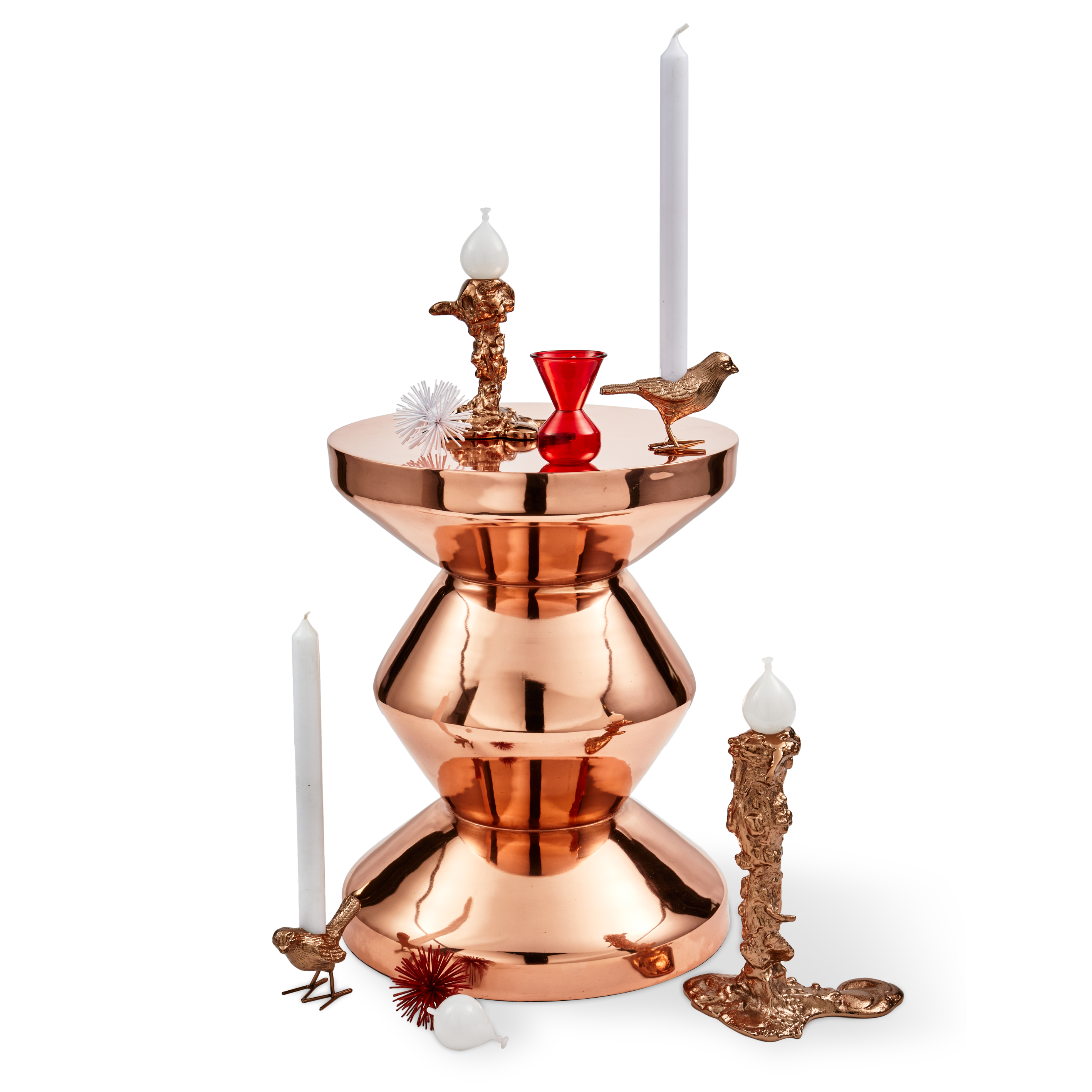 Świeczniki FLOCK OF BIRDS jasnoróżowy złoty