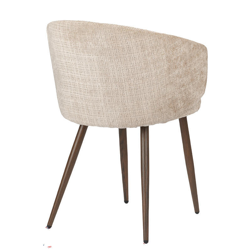 Stuhl LUNA creme-beige mit dunklem Holzgestell