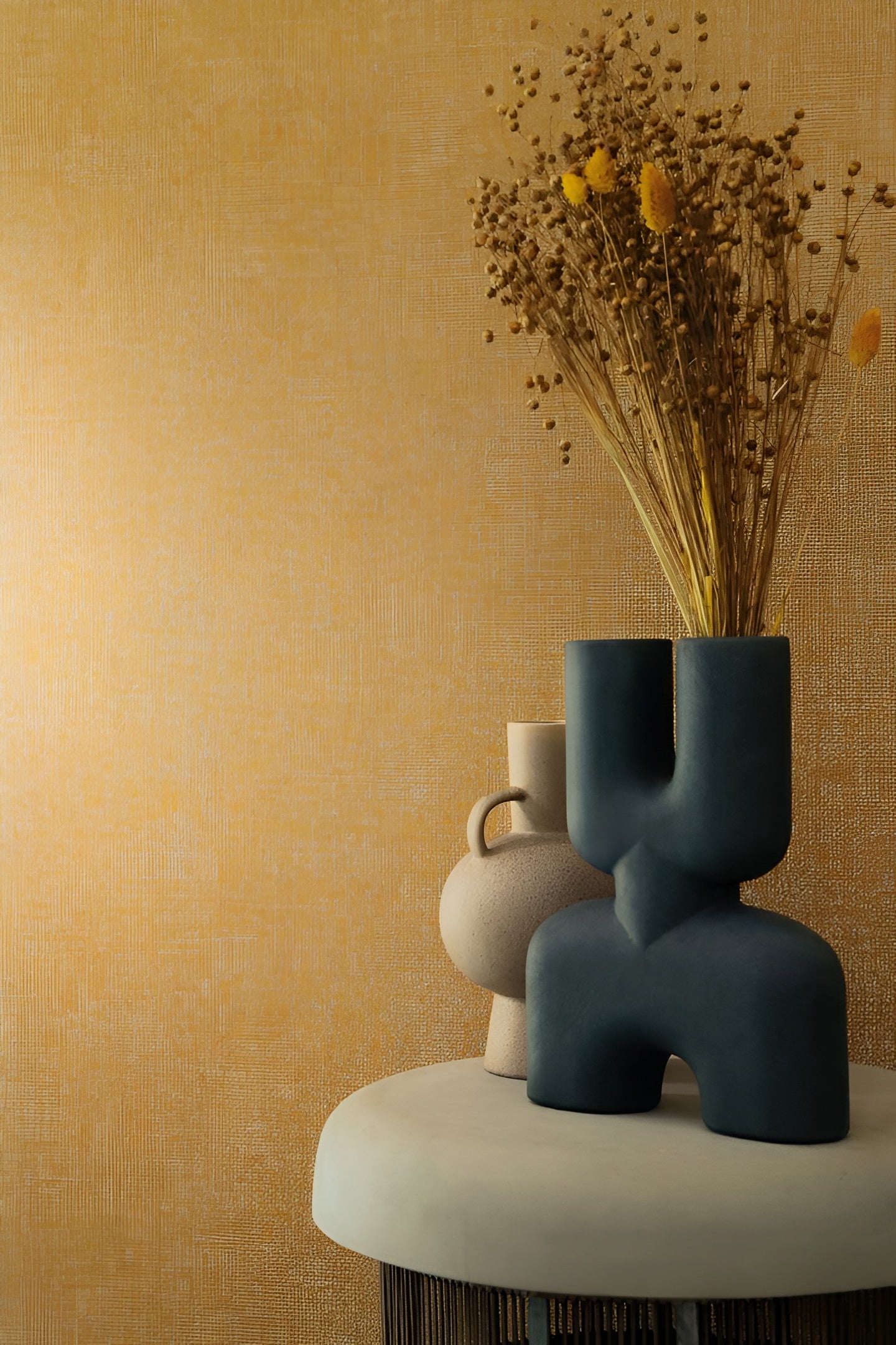 Strukturierte Tapete, die Leinen imitiert TENERE - VERT IMPERIAL dunkelgrün