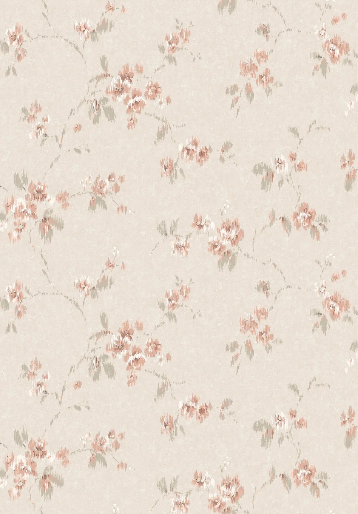 Vlies-Tapete mit Pflanzenmuster VINTAGE ROSE beige mit rosa