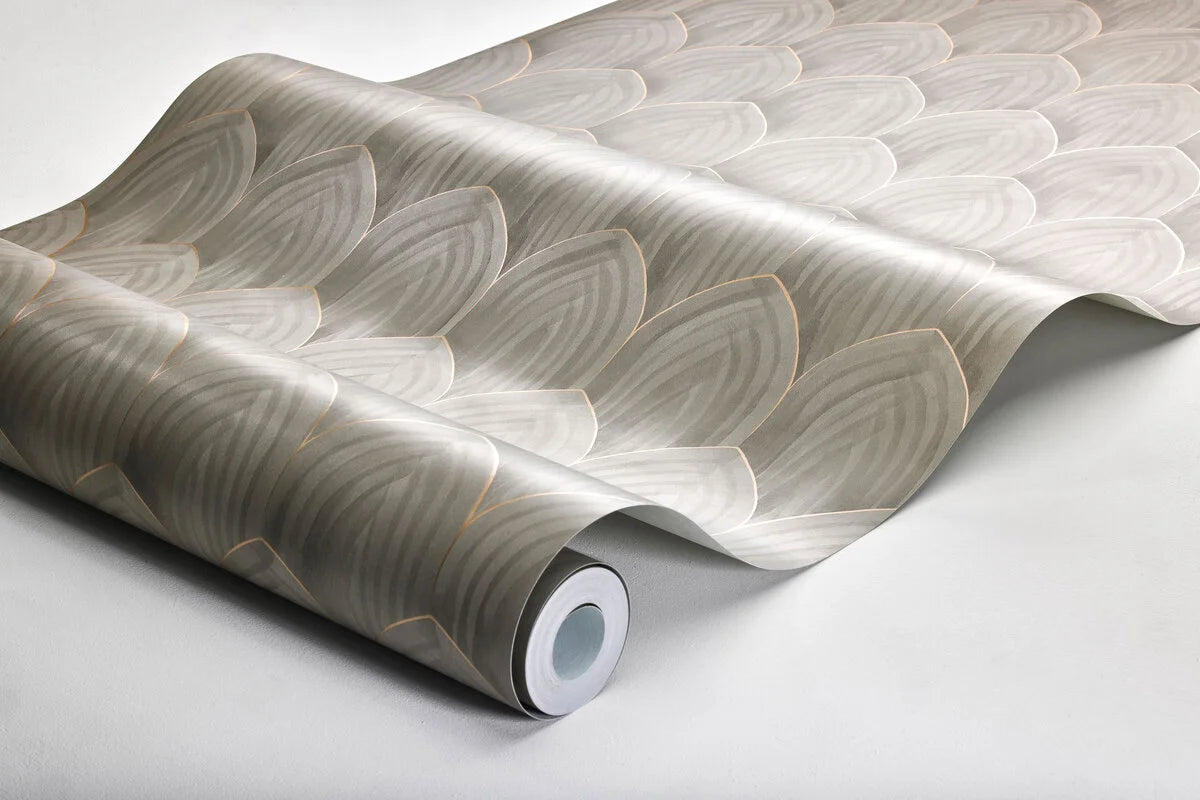 Tapeta z geometrycznym wzorem łuków GOLDEN ARCHES brązowy