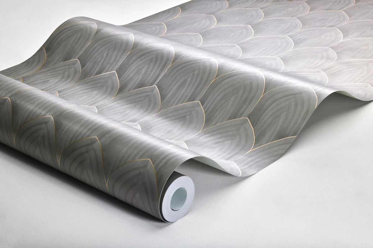 Tapeta z geometrycznym wzorem łuków GOLDEN ARCHES szary