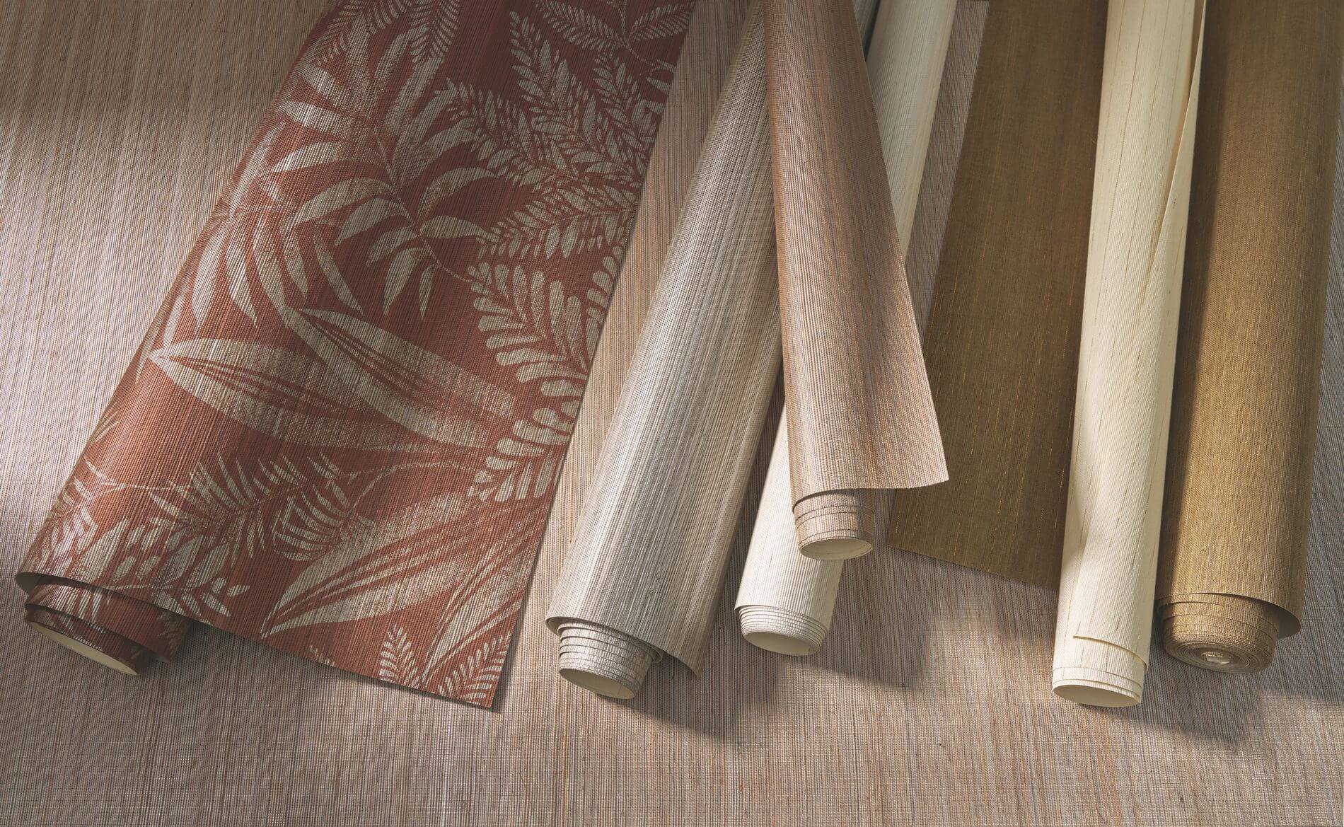 Natural structural wallpaper made from plant fibers DESERTI - ARGILE dark beige